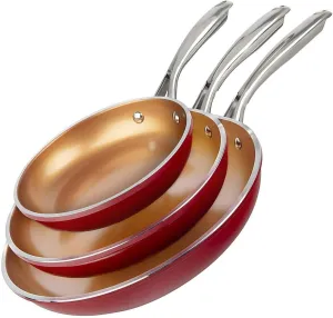 For Gotham Steel Ceramic Copper 3 Pack Nonstick Frying Pan Set - 8”, 10” & 12”