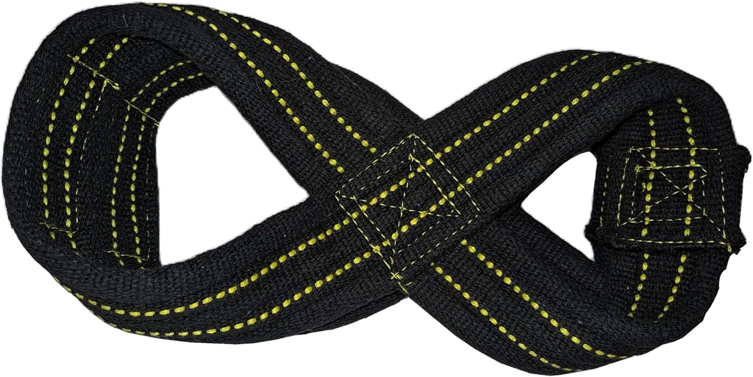 Force of Habit Figure 8 Lifting Straps Thick Cotton Webbing 1.5" Wide Closed Single Loop Reinforce Stitching Black Sold in Pairs