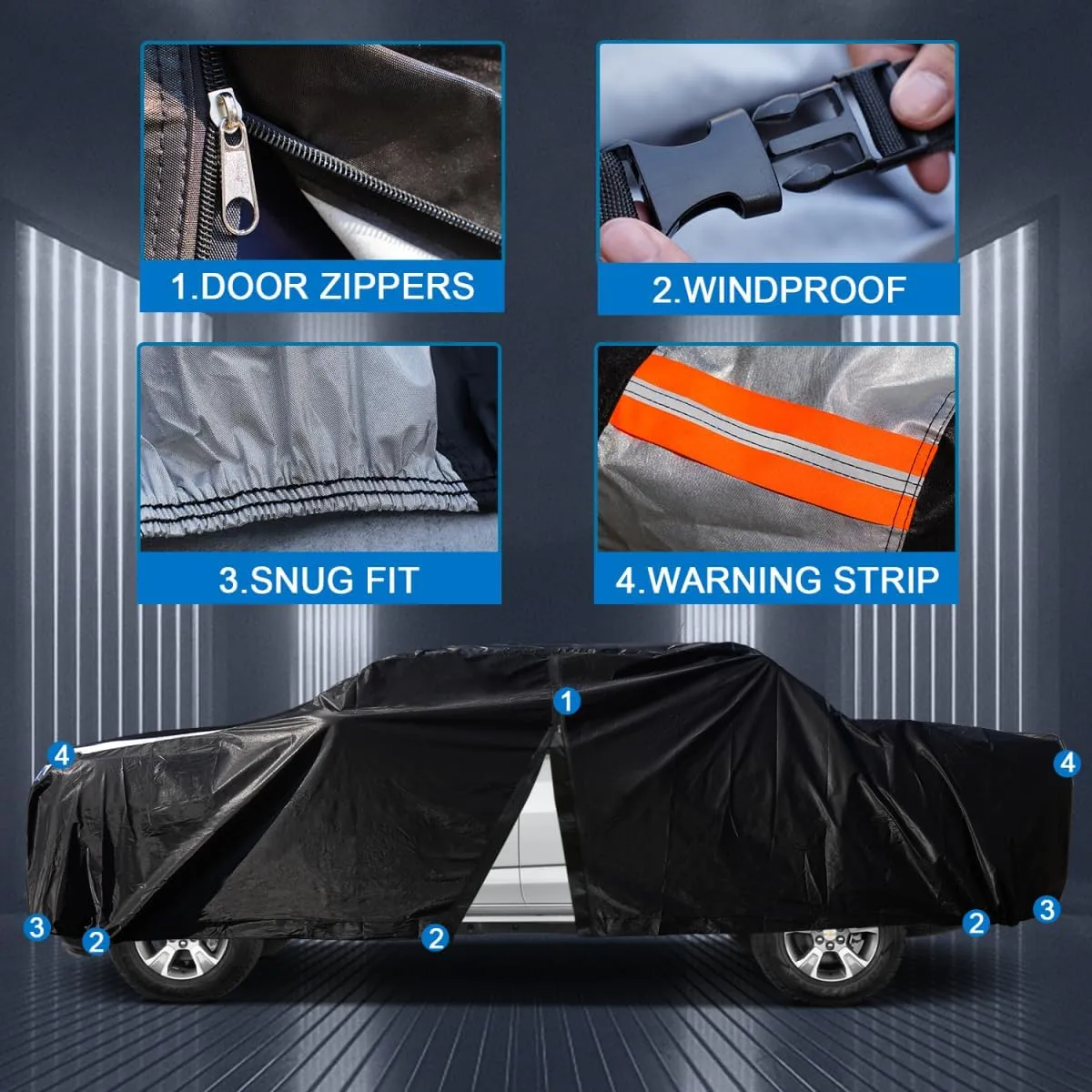 Ford F-150 Truck Cover Custom Fit 1997-2025 Super Cab SB (6.5') with Door Zipper, 12 Layers Full Exterior Pickup Truck Cover Waterproof All Weather, for Wind Dust Sun and UV Protection.