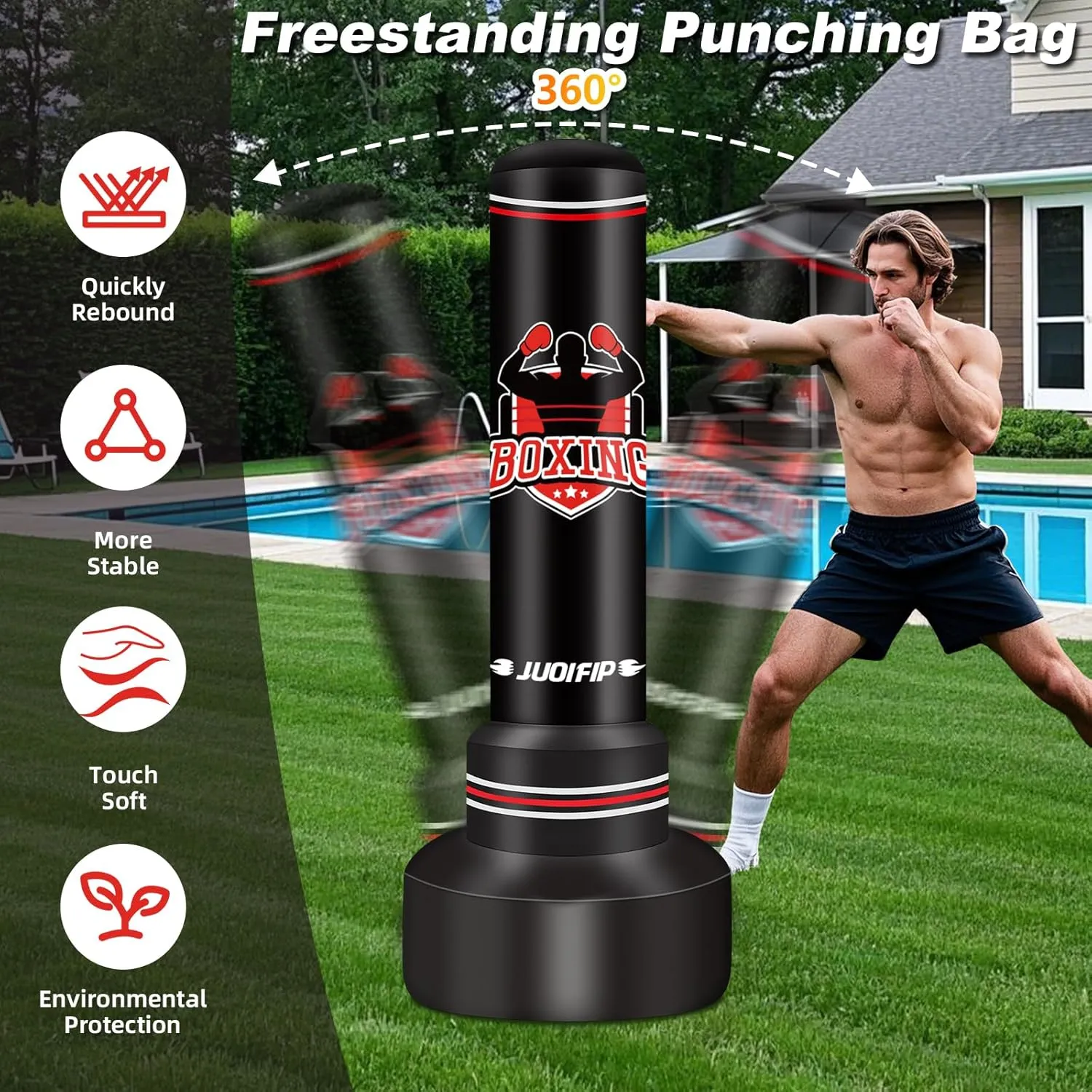 Freestanding Punching Bag with Stand, Men Standing Kickboxing Bag, Heavy Boxing for Adult Teens, Suitable for MMA Dummy Karate Home Gym Training Equipment （Excludes Gloves and Pumps）