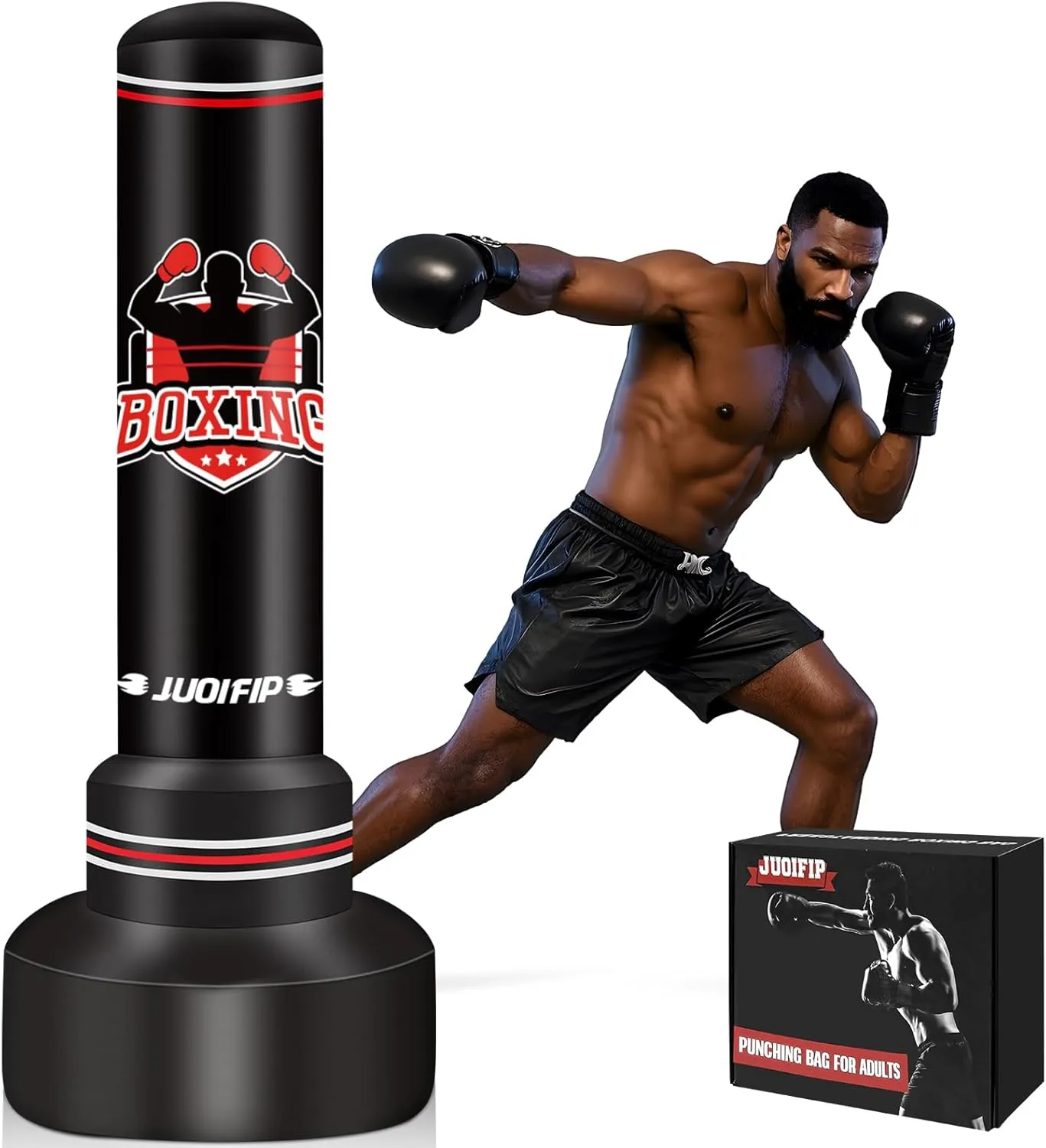 Freestanding Punching Bag with Stand, Men Standing Kickboxing Bag, Heavy Boxing for Adult Teens, Suitable for MMA Dummy Karate Home Gym Training Equipment （Excludes Gloves and Pumps）