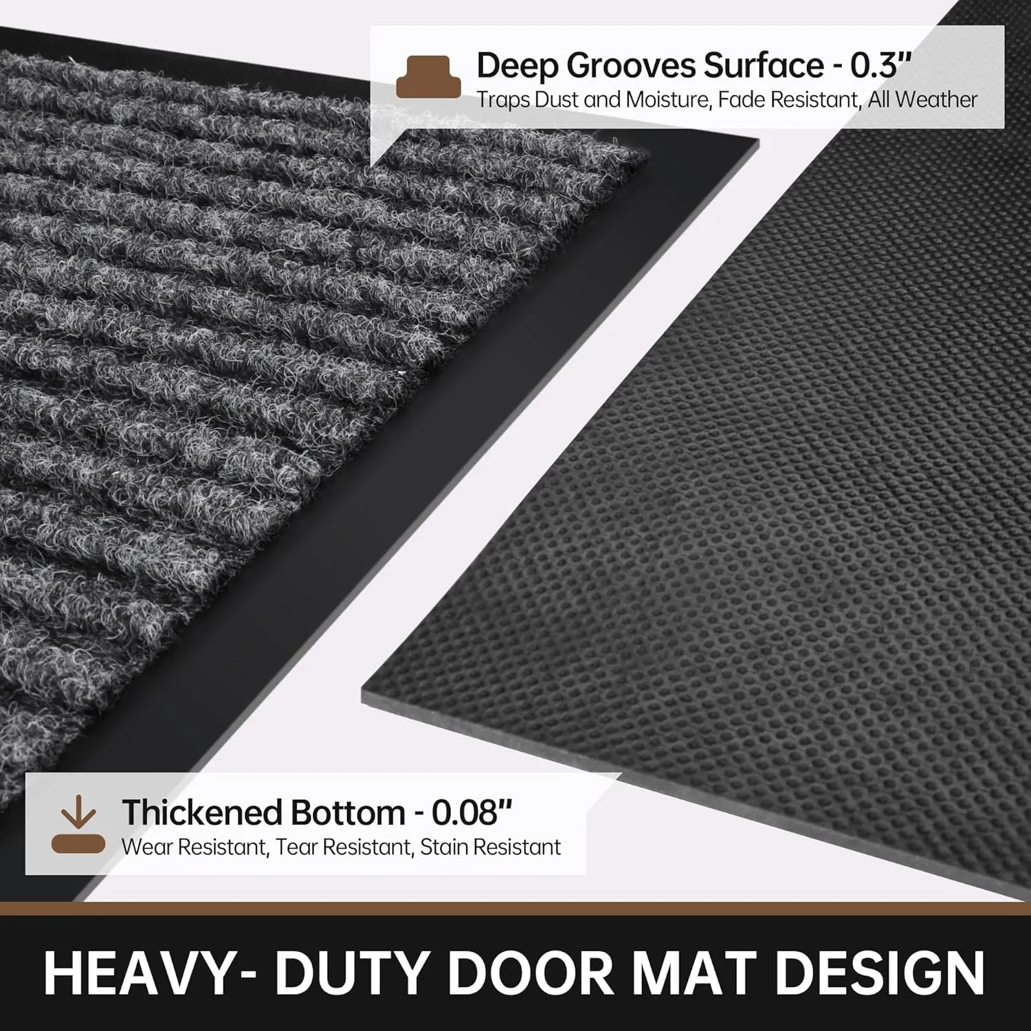 Front Door Mat, 96" x 48" Heavy Duty Indoor Outdoor Doormat, Non-Slip Welcome Mats for Entryway, Rubber Backing Low Profile Mats, Commercial Door Mats