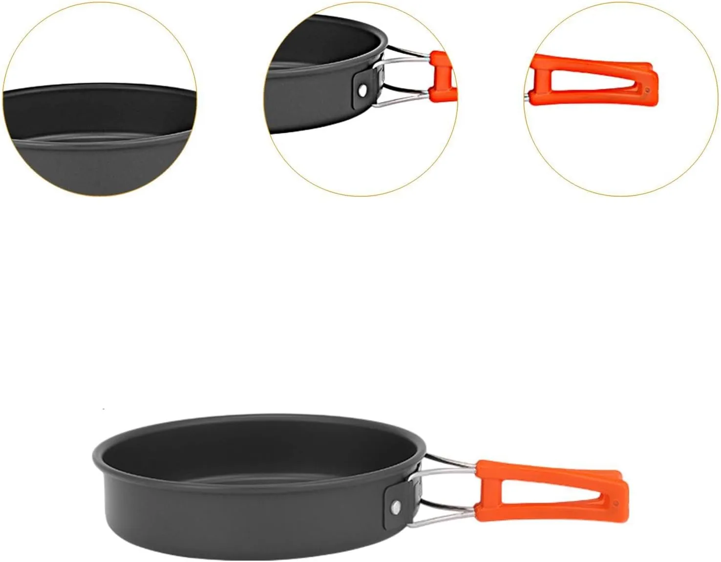 Frying Pan Non-stick Frying Pan Backpacking Cooking Pan Round Cooking Pot Camping Skillet for Backpacking Hiking Picnic, M