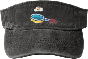 Frying Pan with Eggs Sun Visor Hats for Women Men Adjustable Sports Sun Hats Cotton Golf Cap