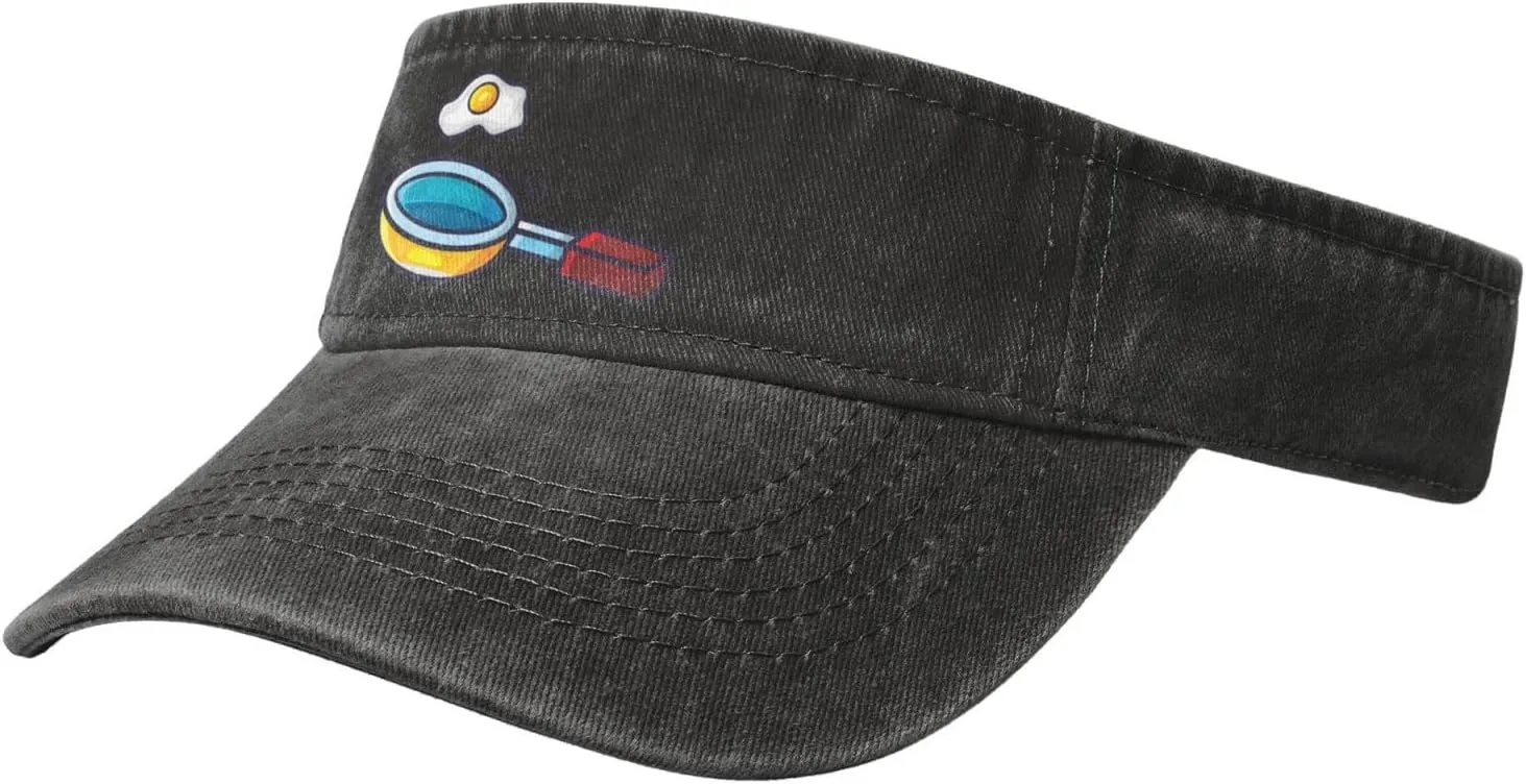 Frying Pan with Eggs Sun Visor Hats for Women Men Adjustable Sports Sun Hats Cotton Golf Cap