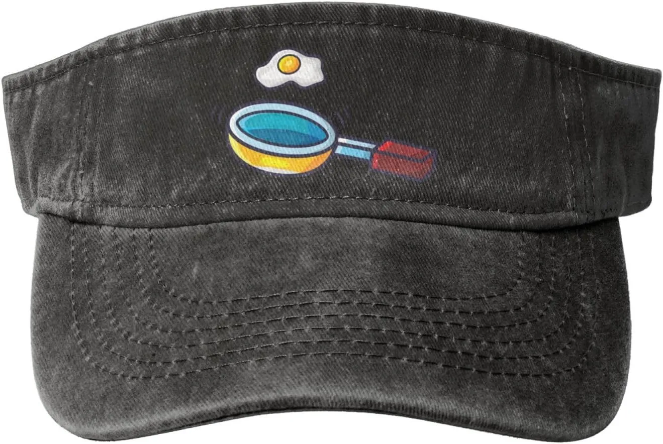 Frying Pan with Eggs Sun Visor Hats for Women Men Adjustable Sports Sun Hats Cotton Golf Cap