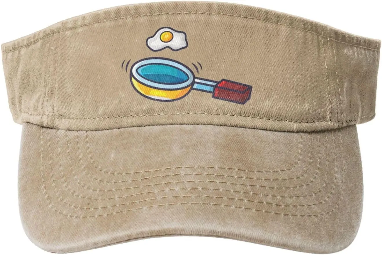 Frying Pan with Eggs Sun Visor Hats for Women Men Adjustable Sports Sun Hats Golf Cap