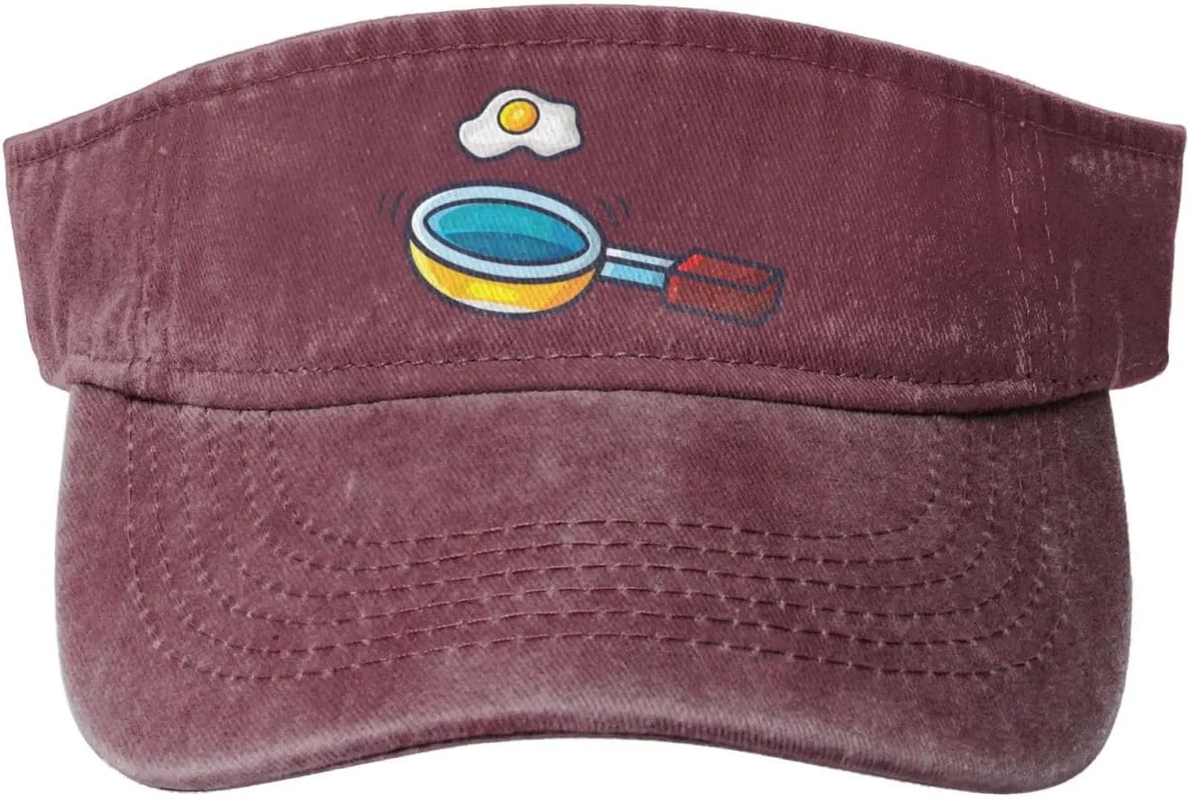 Frying Pan with Eggs Sun Visor Hats for Women Men Adjustable Sports Sun Hats Golf Cap