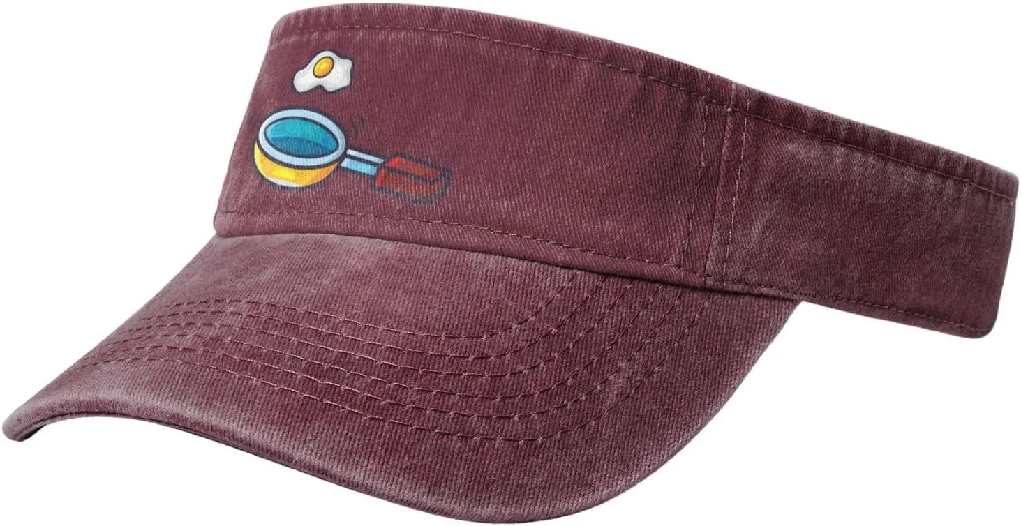 Frying Pan with Eggs Sun Visor Hats for Women Men Adjustable Sports Sun Hats Golf Cap