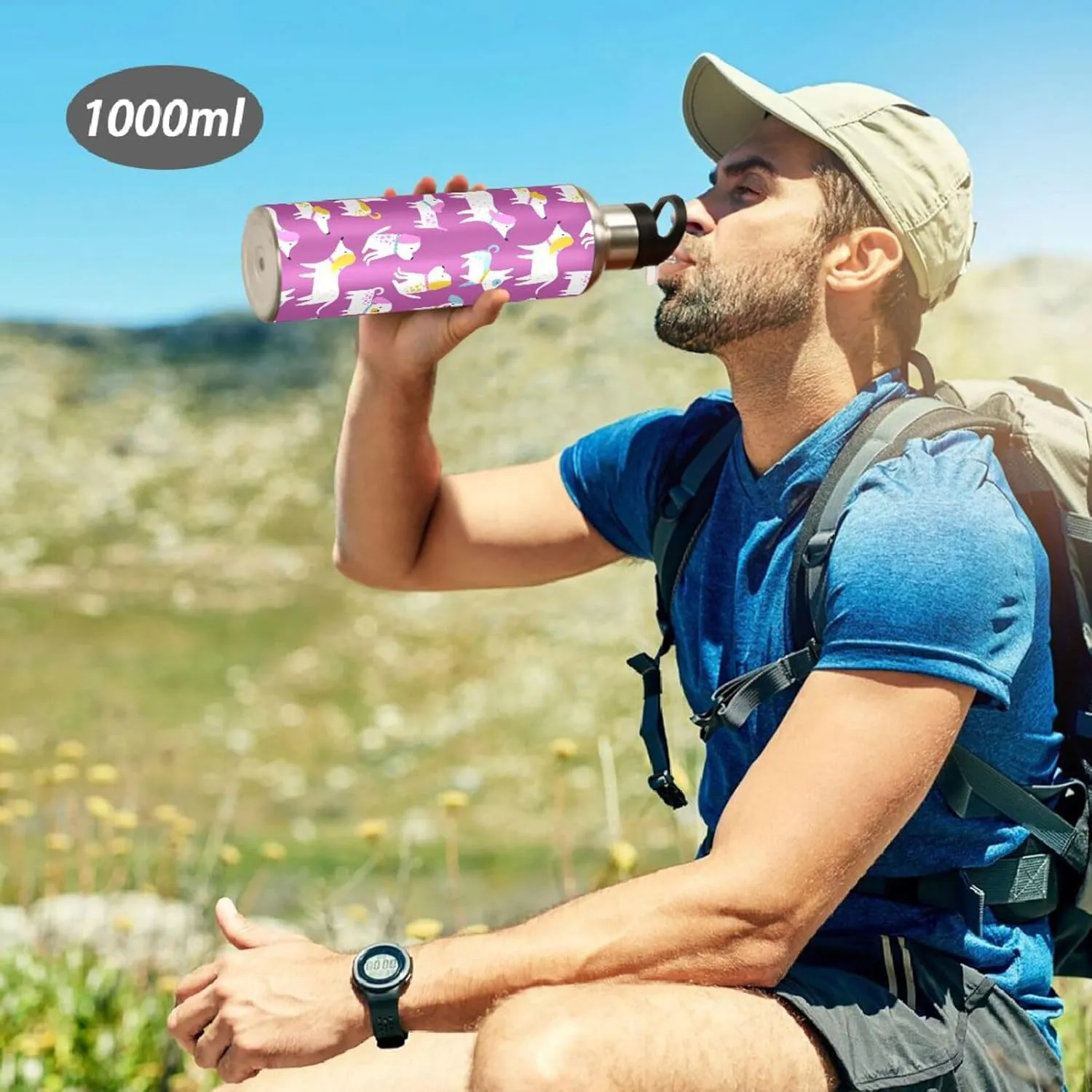 Funny Dogs Water Bottle with Straw Lid Double Wall Thermos Bottle Vacuum Insulated Flask Stainless Steel Water Bottle for Gym Outdoor 20 OZ