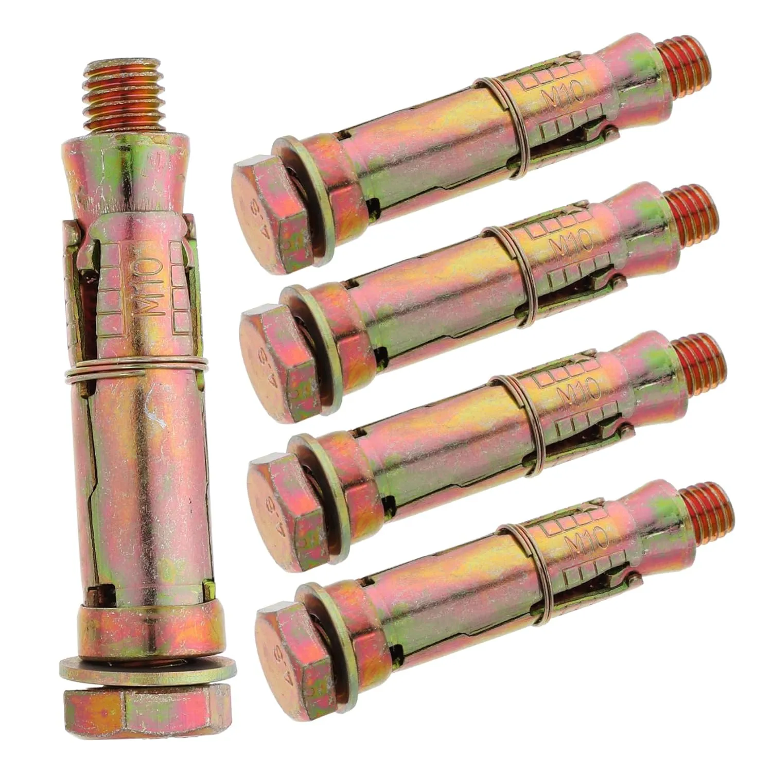 Gadpiparty M10x70 Expansion Screws 5pcs Gecko Bolts Zinc Coated Heavy Duty Wedge Anchors Drywall Masonry Anchors Quick Fixing