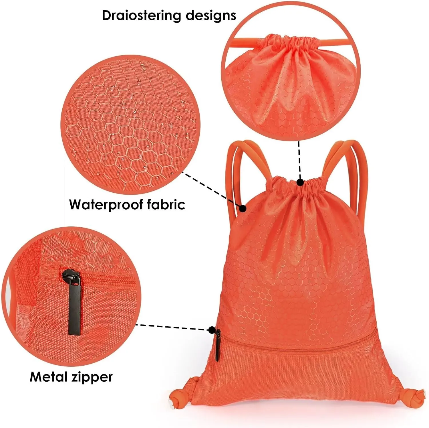 GAENMESH Drawstring Backpack Bag for Sports Lightweight Foldable Gym Bag with Sturdy Draw Cord Shoulder Strap Hiking Travel Camping