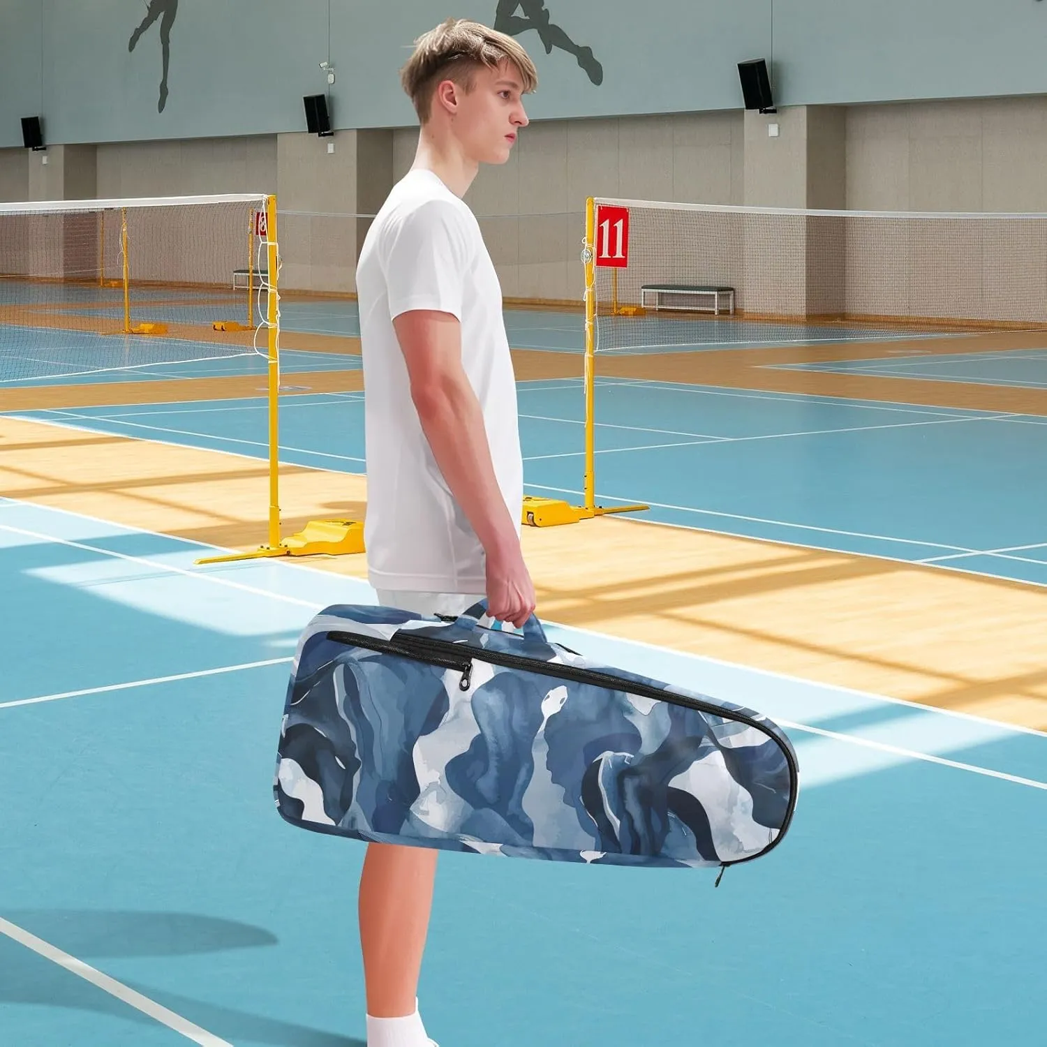 GAIGEO Abstract Waves Blue Sports Bag, Expandable Tennis Stuff, Sandwich Mesh Back, Breathable not Stuffy