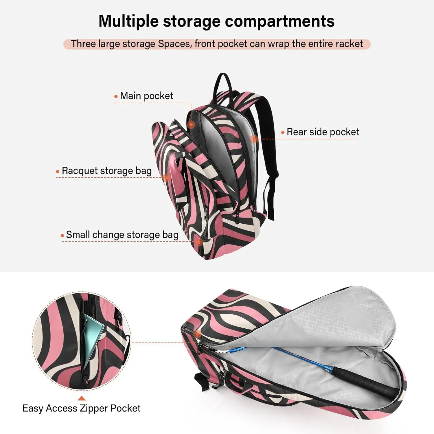 GAIGEO Abstract Waves Blue Sports Bag, Expandable Tennis Stuff, Sandwich Mesh Back, Breathable not Stuffy