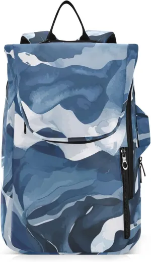 GAIGEO Abstract Waves Blue Sports Bag, Expandable Tennis Stuff, Sandwich Mesh Back, Breathable not Stuffy