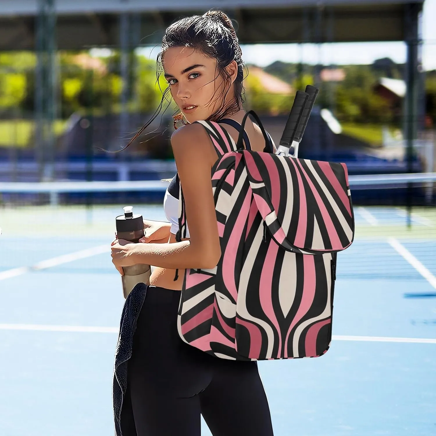 GAIGEO Abstract Waves Blue Sports Bag, Expandable Tennis Stuff, Sandwich Mesh Back, Breathable not Stuffy