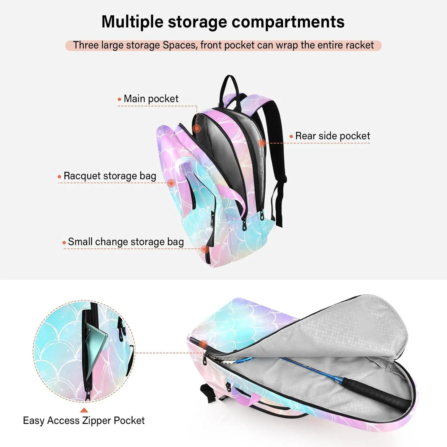 GAIGEO Abstract Waves Blue Sports Bag, Expandable Tennis Stuff, Sandwich Mesh Back, Breathable not Stuffy