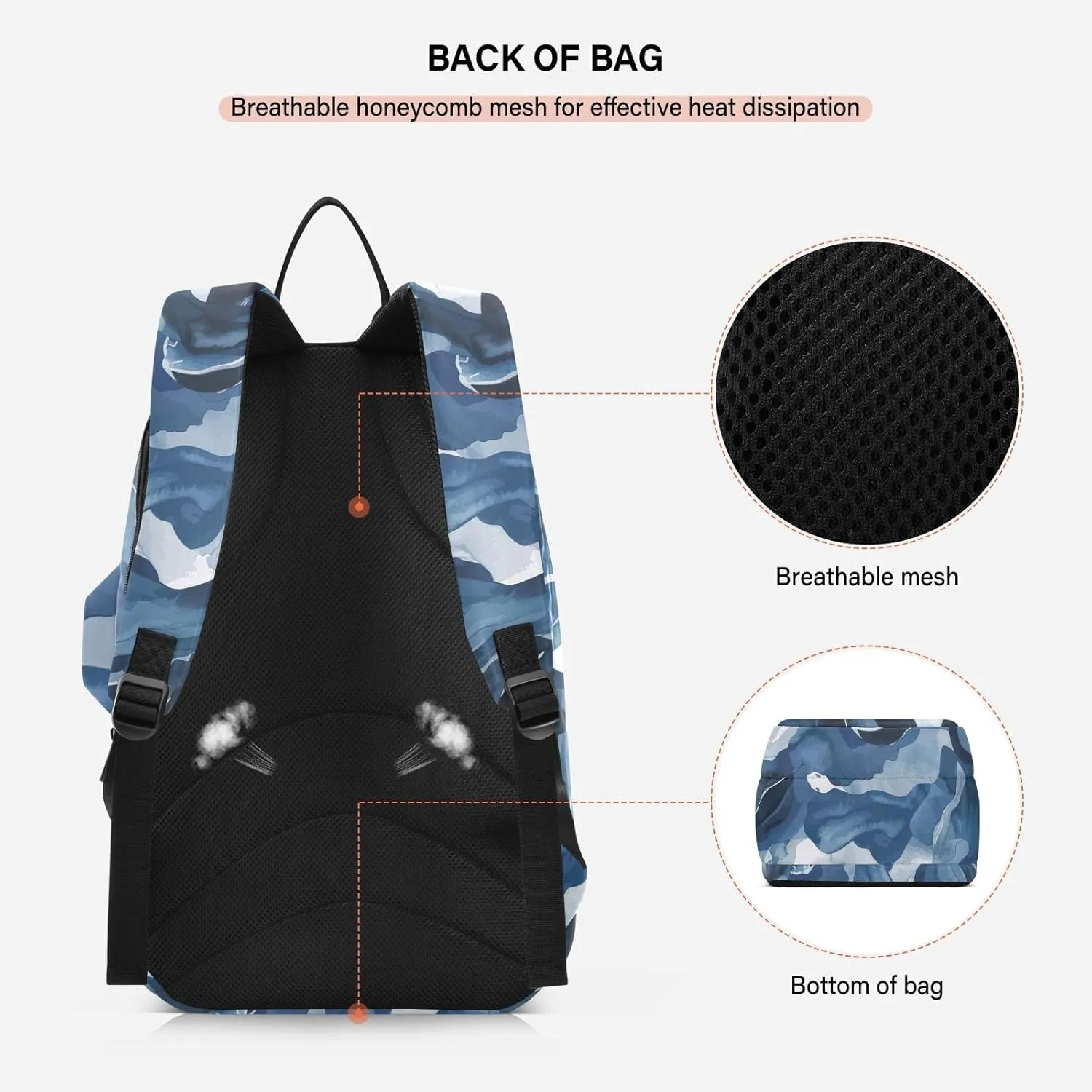 GAIGEO Abstract Waves Blue Sports Bag, Expandable Tennis Stuff, Sandwich Mesh Back, Breathable not Stuffy