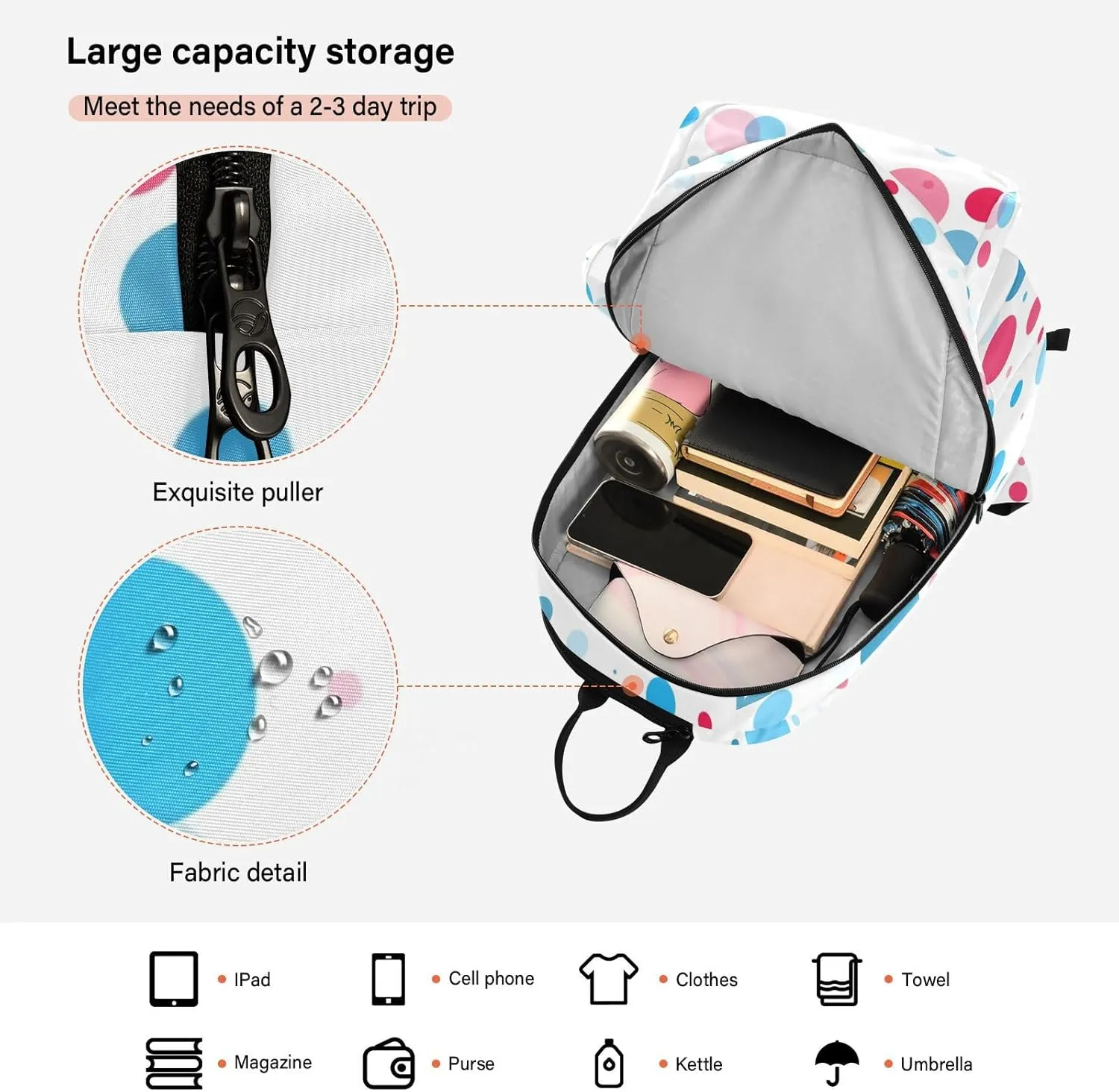 GAIGEO Blue Pink Gradient Pickleball Backpack, Multiple Storage Compartments Pickleball Bags, Foldable Racket Pocket