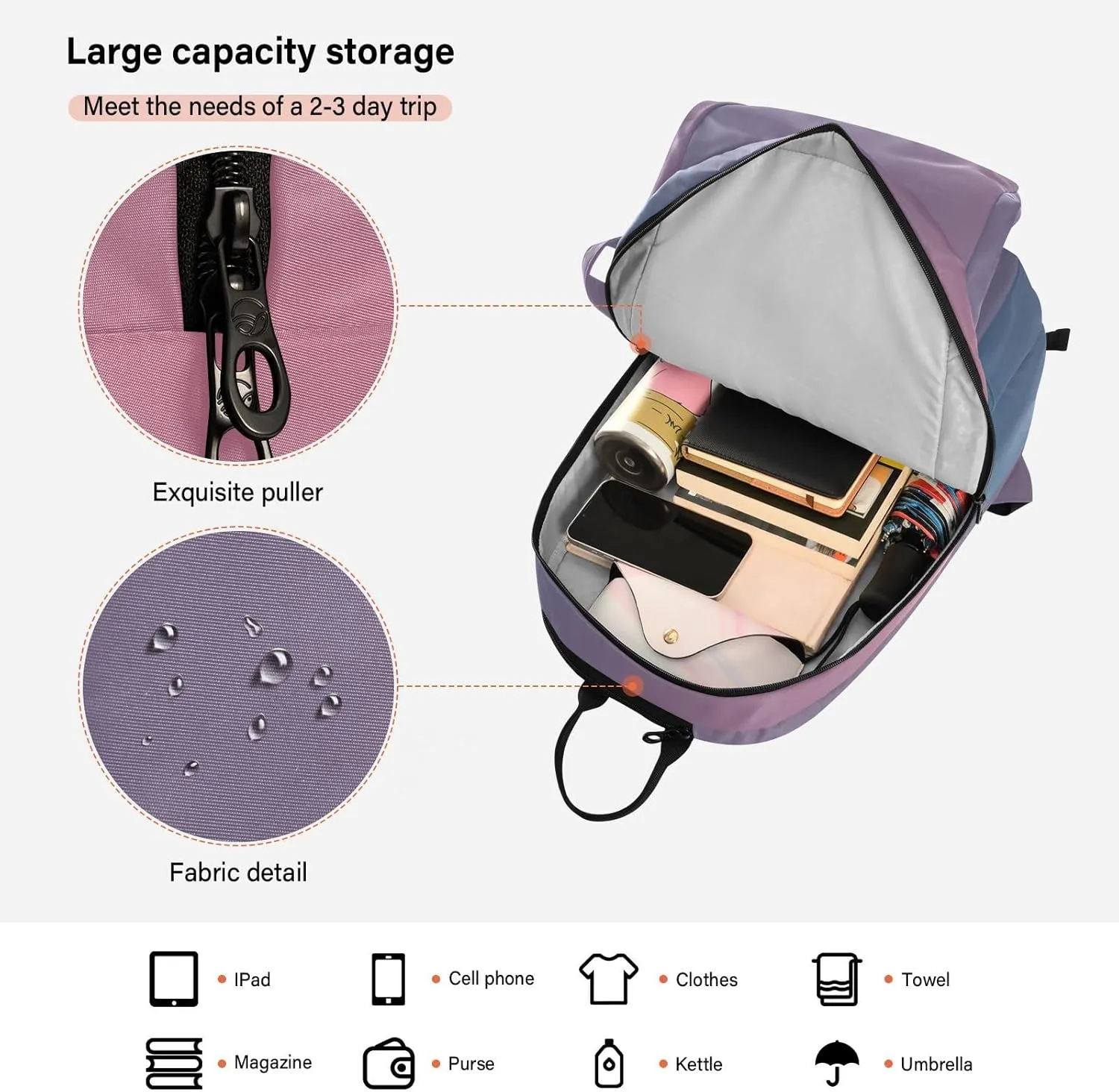 GAIGEO Blue Pink Gradient Pickleball Backpack, Multiple Storage Compartments Pickleball Bags, Foldable Racket Pocket