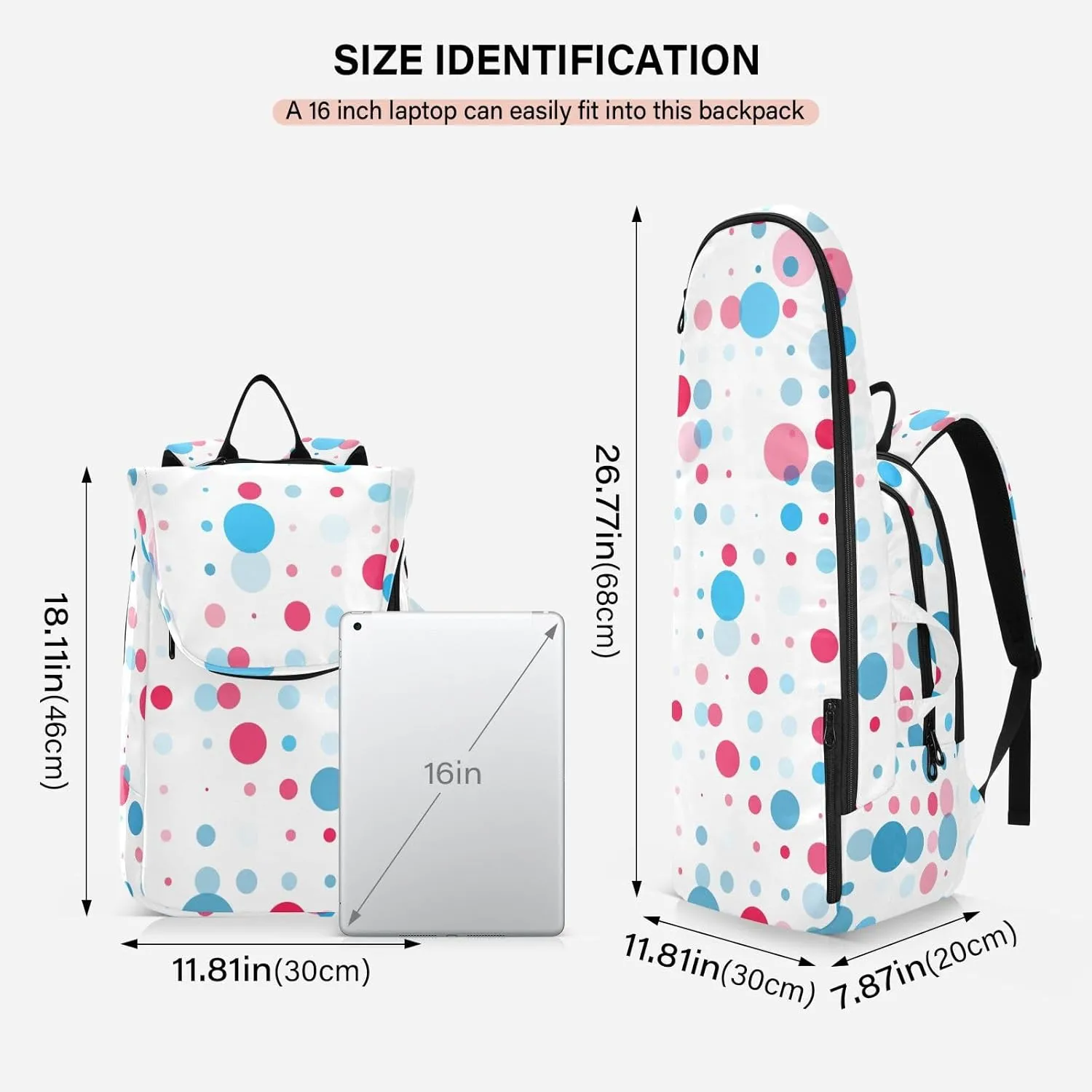 GAIGEO Blue Pink Gradient Pickleball Backpack, Multiple Storage Compartments Pickleball Bags, Foldable Racket Pocket