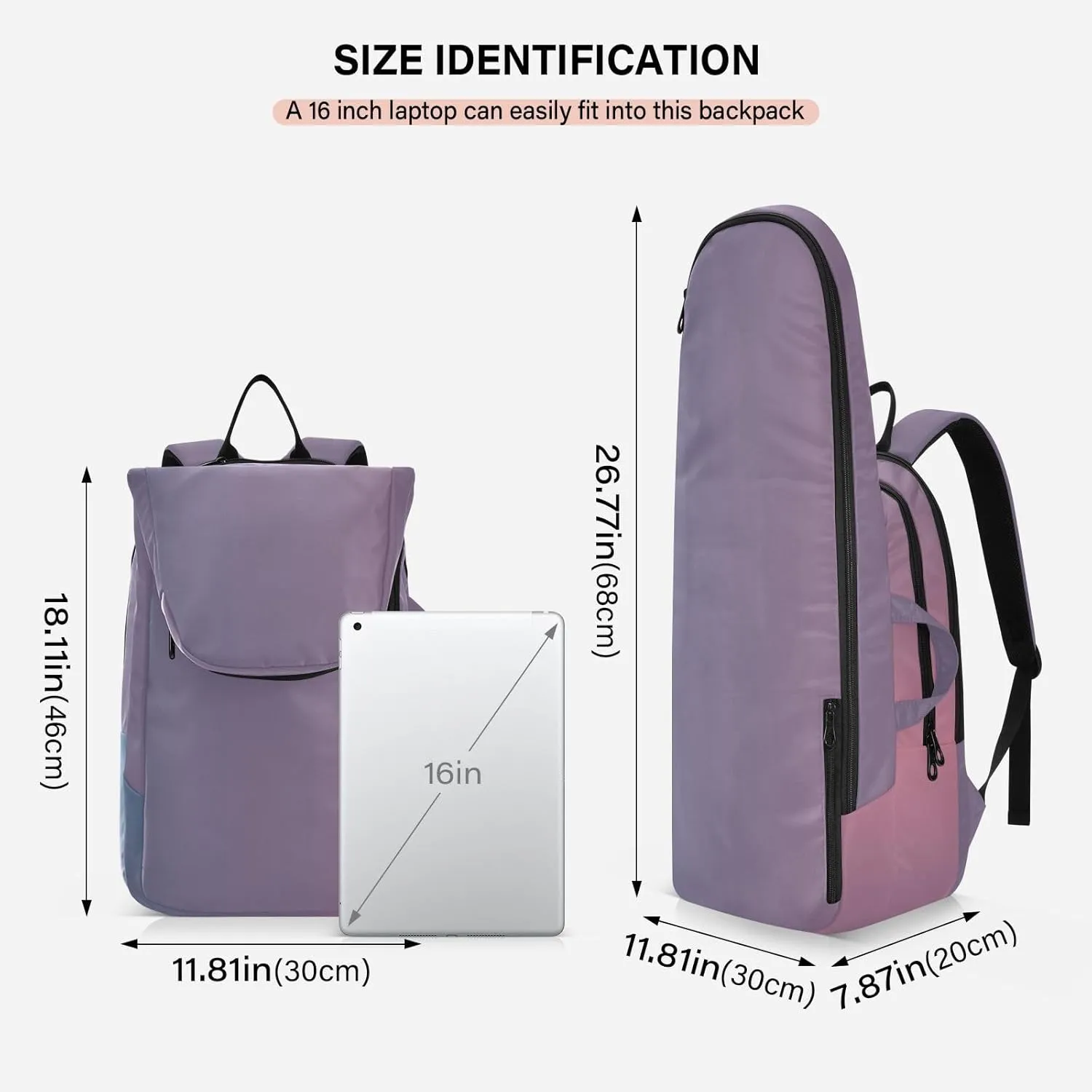 GAIGEO Blue Pink Gradient Pickleball Backpack, Multiple Storage Compartments Pickleball Bags, Foldable Racket Pocket