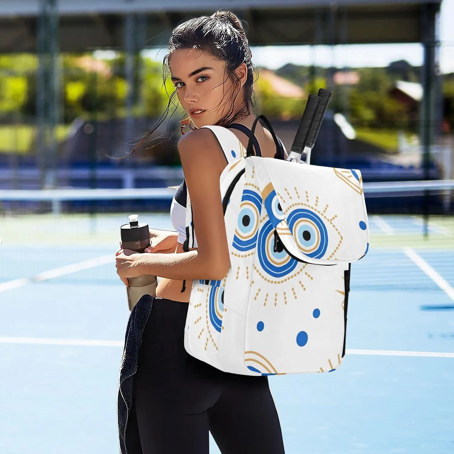 GAIGEO Cool Street Basketball Grey Tennis Backpack, Expandable Tennis Bag 2 Rackets, Sandwich Mesh Back, Breathable not Stuffy