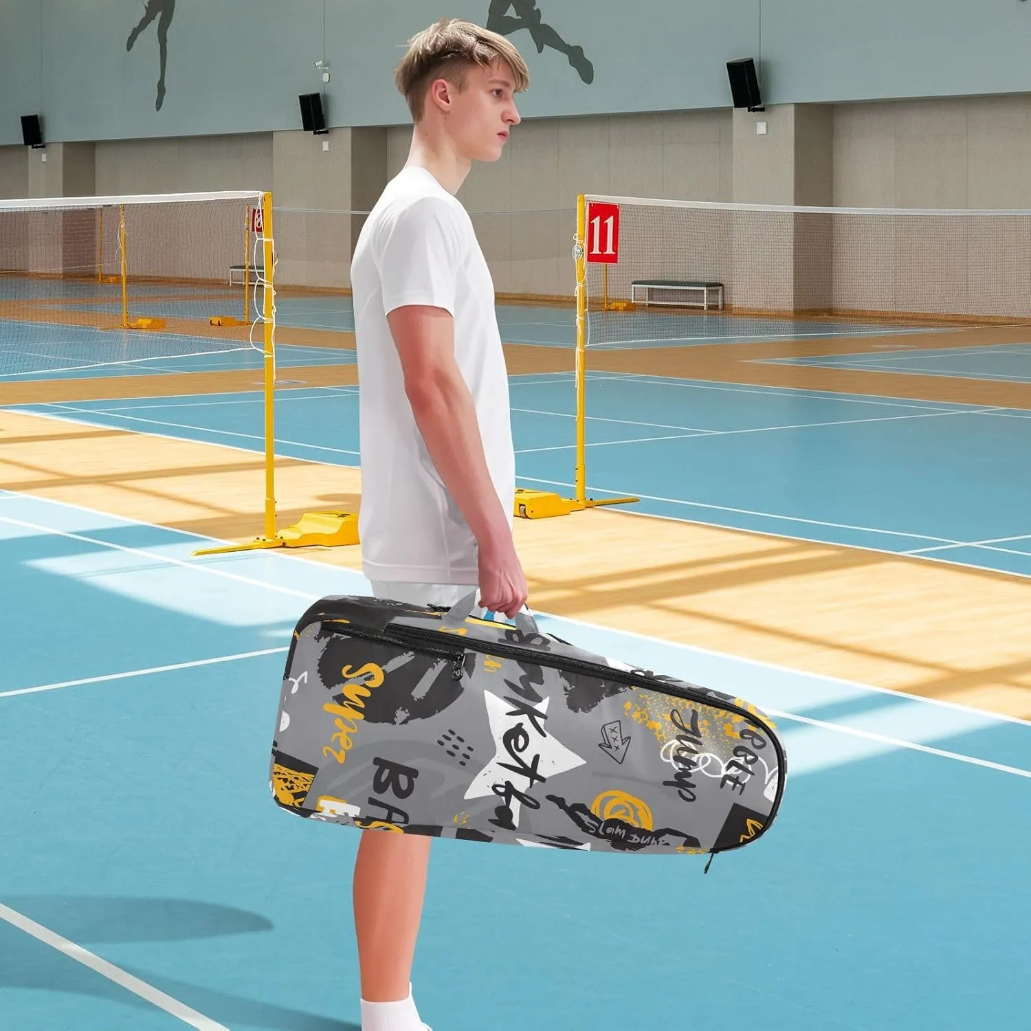 GAIGEO Cool Street Basketball Grey Tennis Backpack, Expandable Tennis Bag 2 Rackets, Sandwich Mesh Back, Breathable not Stuffy
