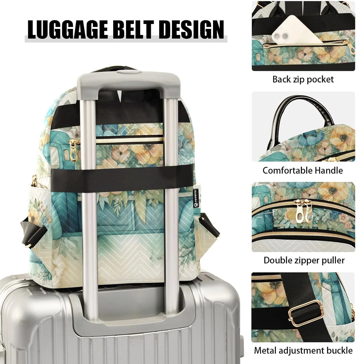 GAIGEO Ge Spring TruGreen Color Truck Flowers Fashionable Women Backpack, Casual Small Backpack, Travel Carry on Backpack for Women, S