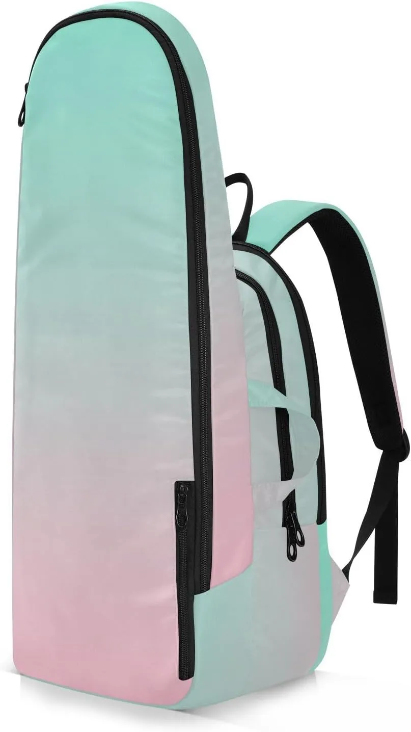 GAIGEO Pink Green Gradient Pickleball Bag, Large Space Pickleball Bags for Women, Durable Polyester, Printing Design