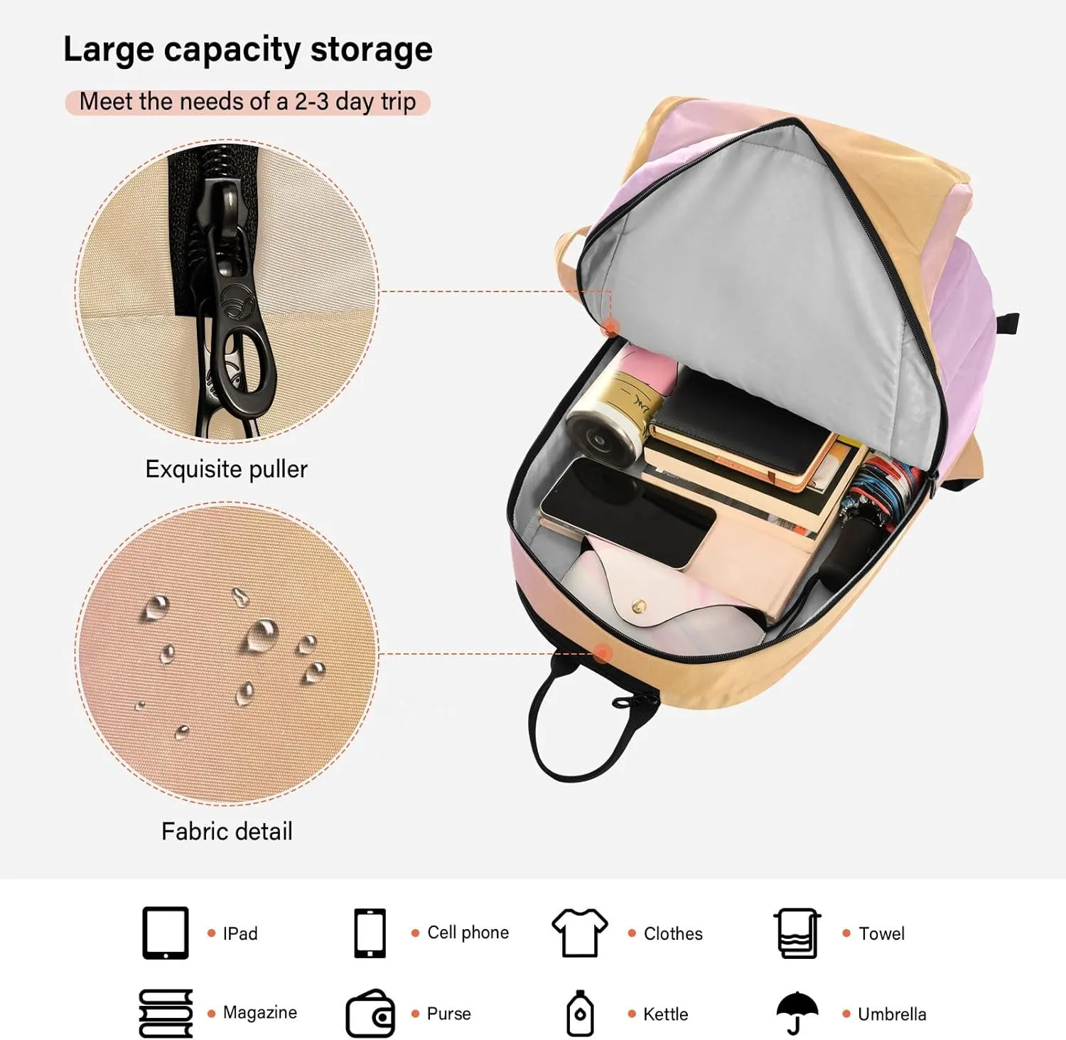GAIGEO Racket Bag, Multiple Storage Compartments, Foldable Racket Pocket