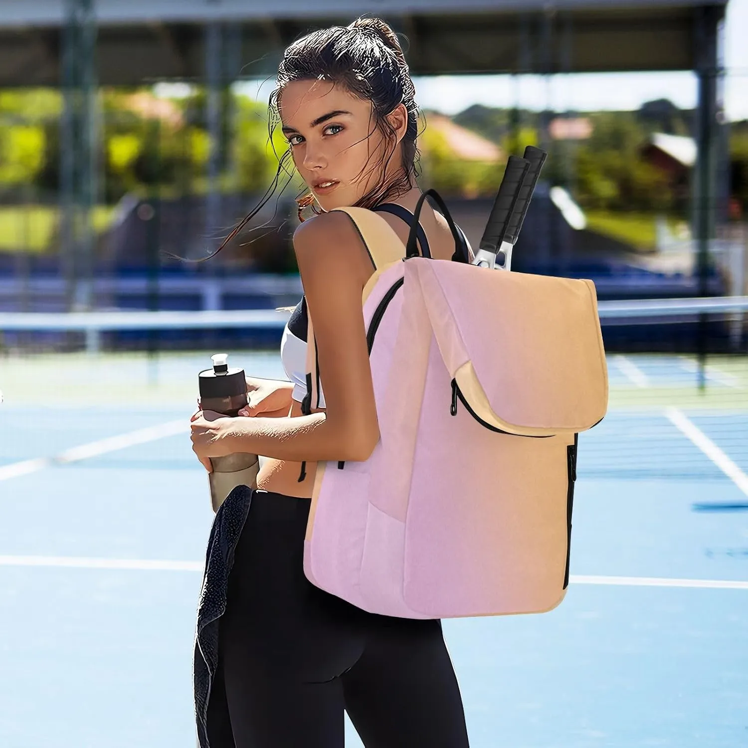 GAIGEO Racket Bag, Multiple Storage Compartments, Foldable Racket Pocket