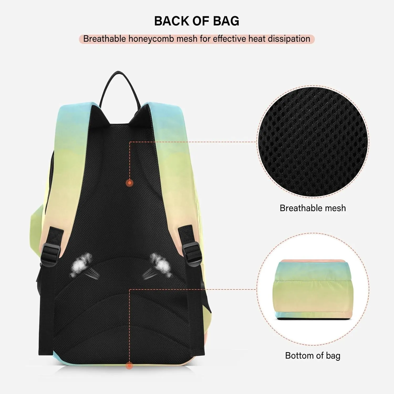 GAIGEO Red Polka Dot Black Tennis Racket Backpack, Expandable Tennis Stuff, Sandwich Mesh Back, Breathable and not Stuffy