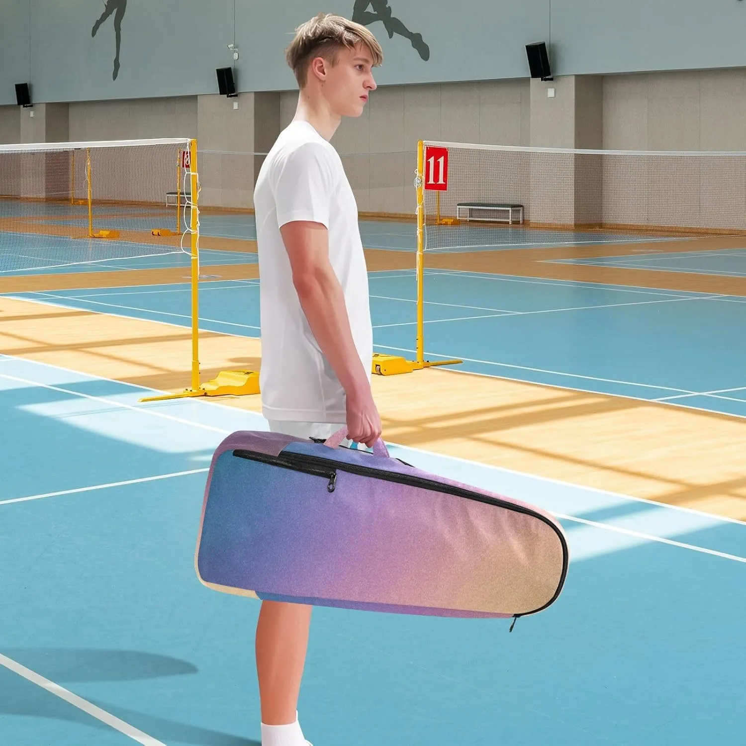GAIGEO Teal Turquoise Glitter Sparkle Racket Bag, Multilayer Design Pickle Ball Bag, Sports and Daily Use