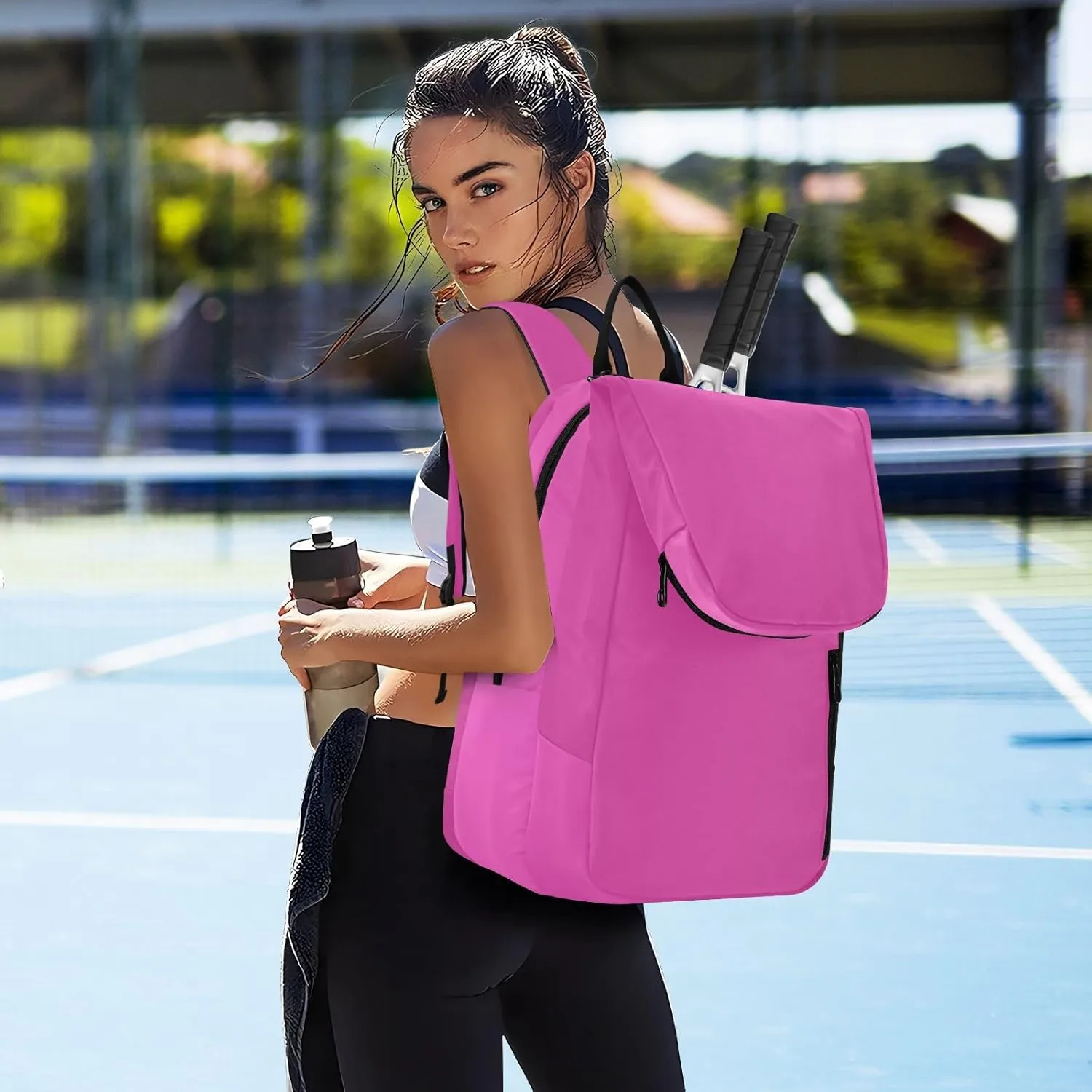 GAIGEO Turquoise Blue Purple Gradient Pickleball Bag, Large Capacity Gifts for Pickleball Lovers, Various Storage Methods