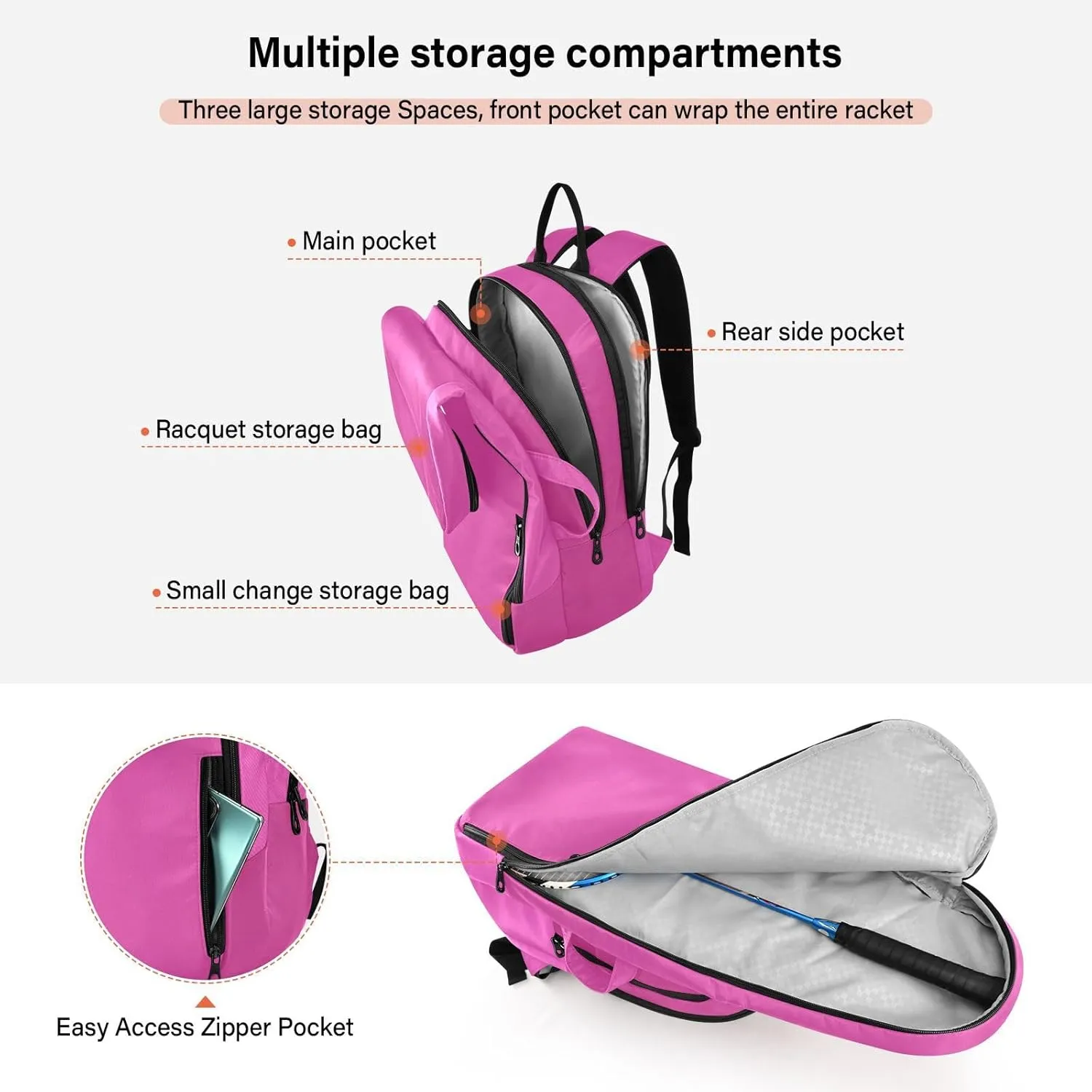 GAIGEO Turquoise Blue Purple Gradient Pickleball Bag, Large Capacity Gifts for Pickleball Lovers, Various Storage Methods