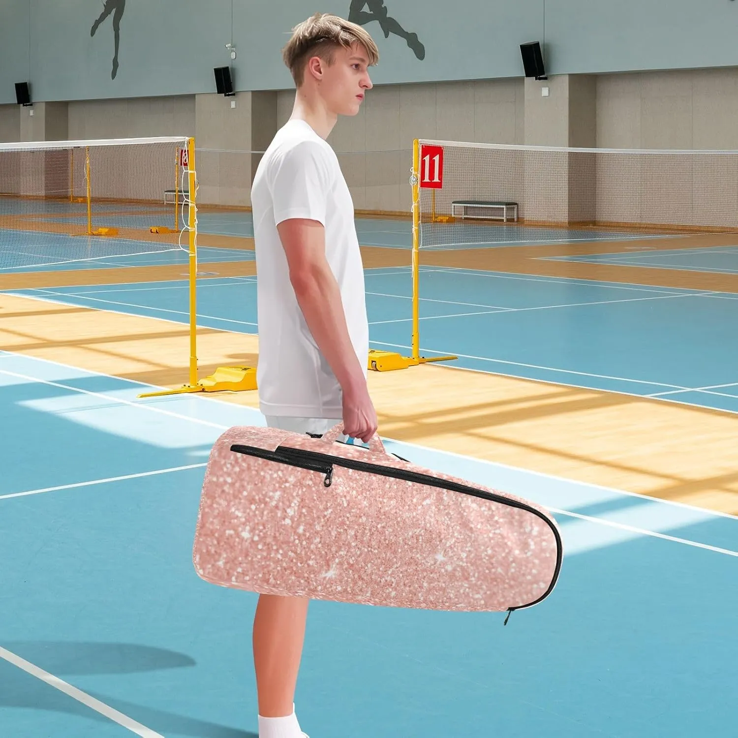 GAIGEO White Brown Retro Polka Dot Pickleball Bag, Multiple Storage Compartments, Foldable Racket Pocket