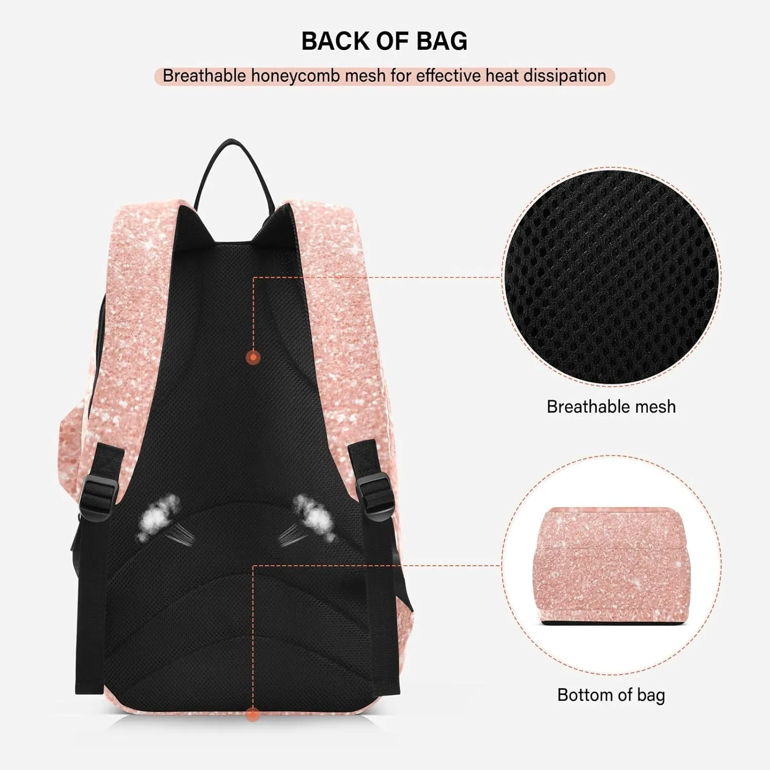 GAIGEO White Brown Retro Polka Dot Pickleball Bag, Multiple Storage Compartments, Foldable Racket Pocket