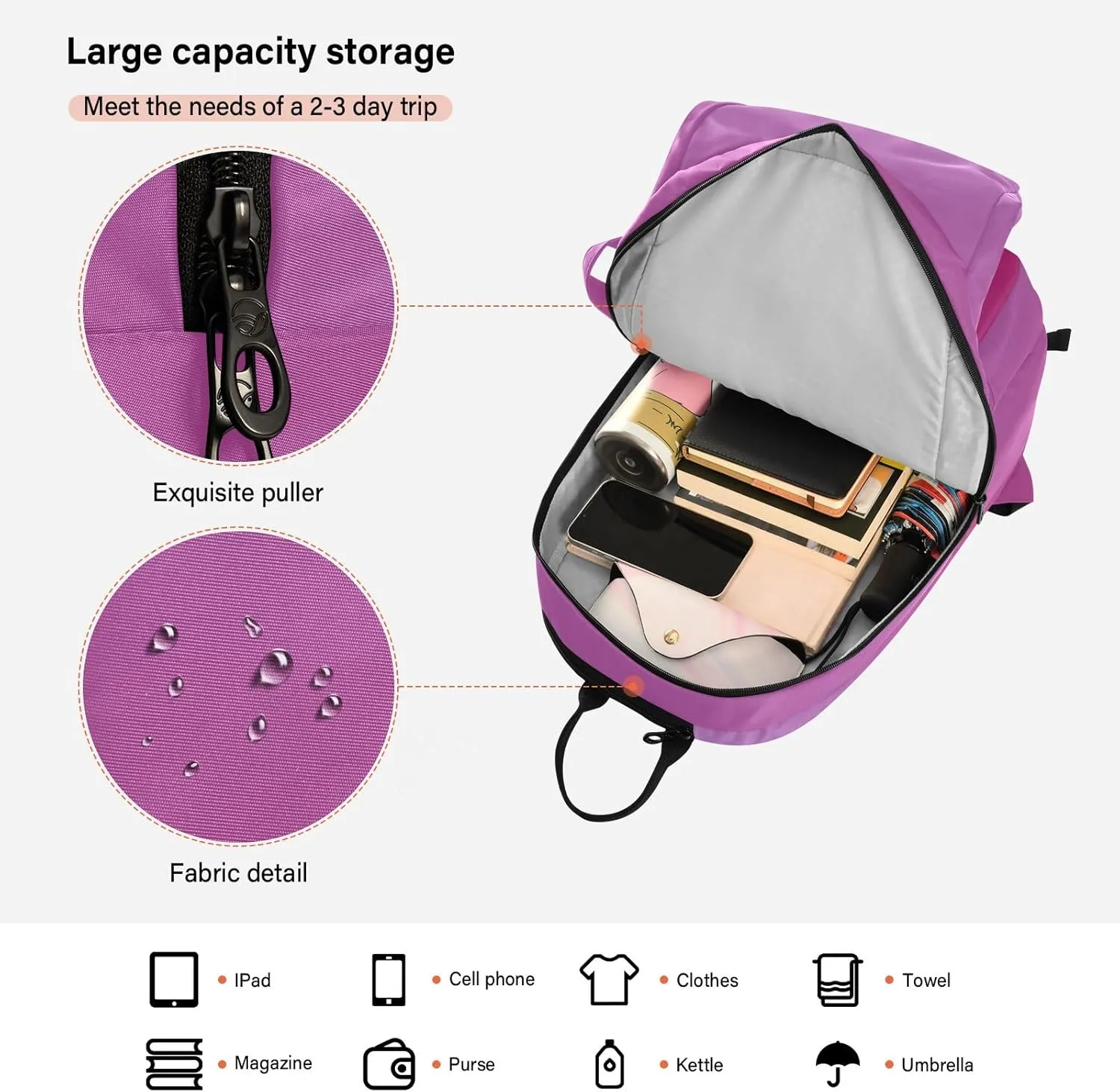 GAIGEO White Brown Retro Polka Dot Pickleball Bag, Multiple Storage Compartments, Foldable Racket Pocket