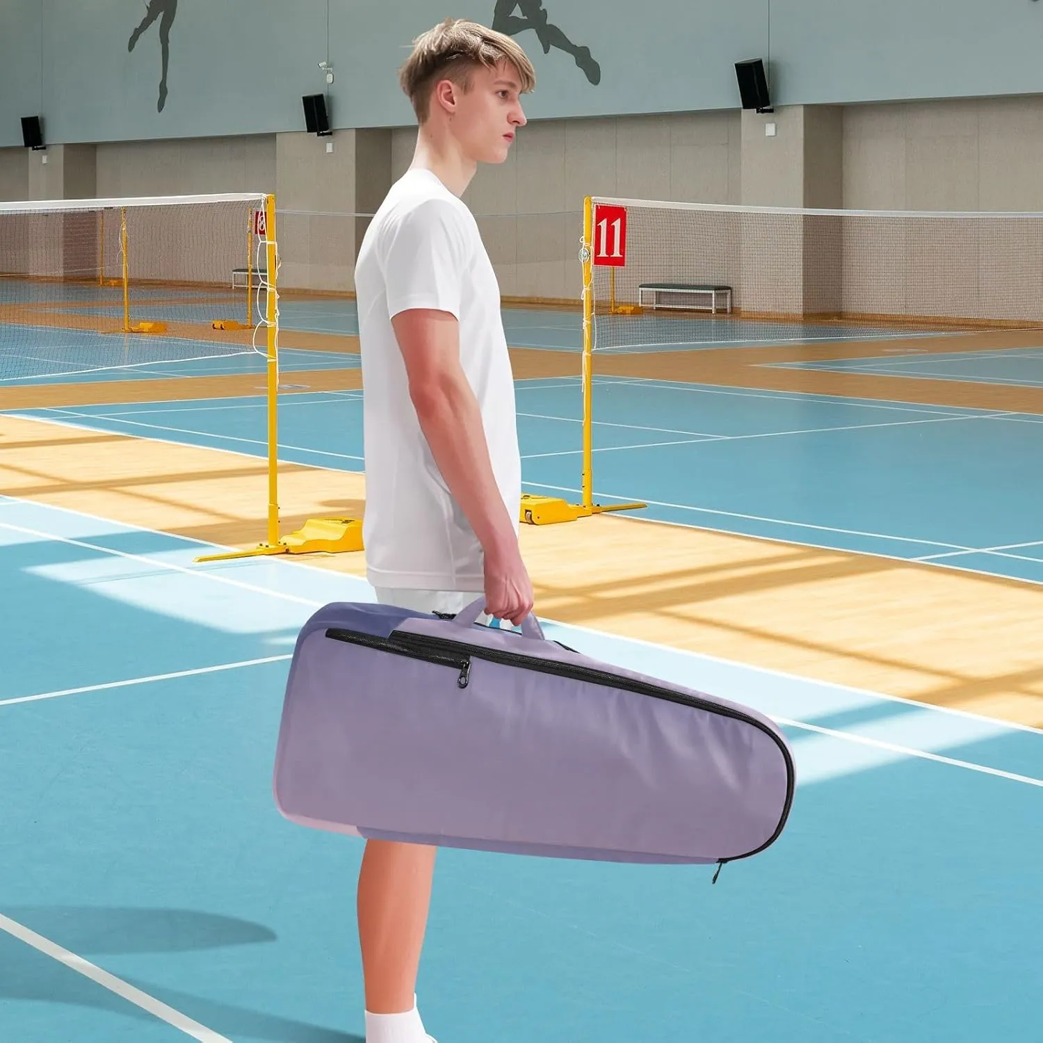 GAIGEO White Brown Retro Polka Dot Pickleball Bag, Multiple Storage Compartments, Foldable Racket Pocket
