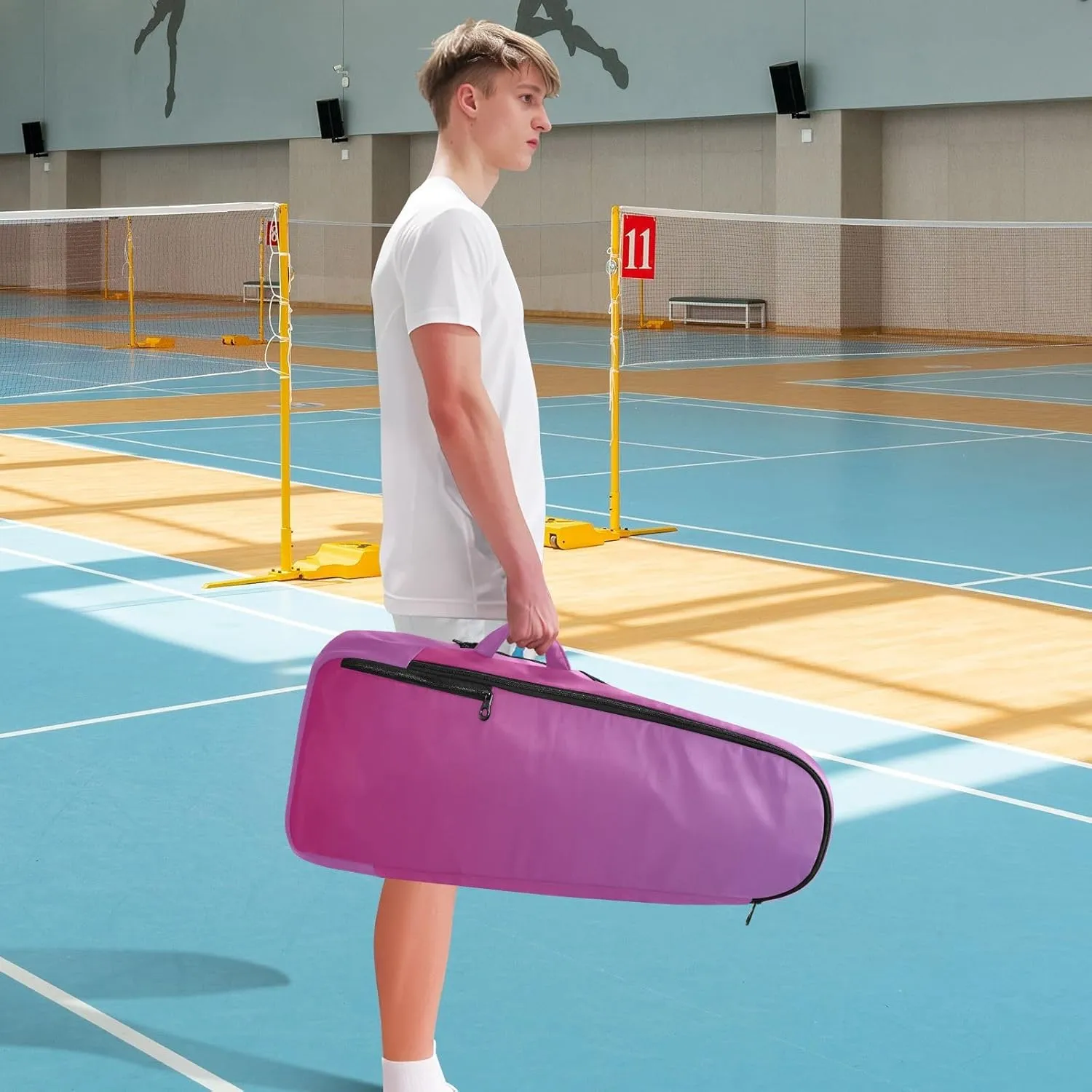 GAIGEO White Brown Retro Polka Dot Pickleball Bag, Multiple Storage Compartments, Foldable Racket Pocket