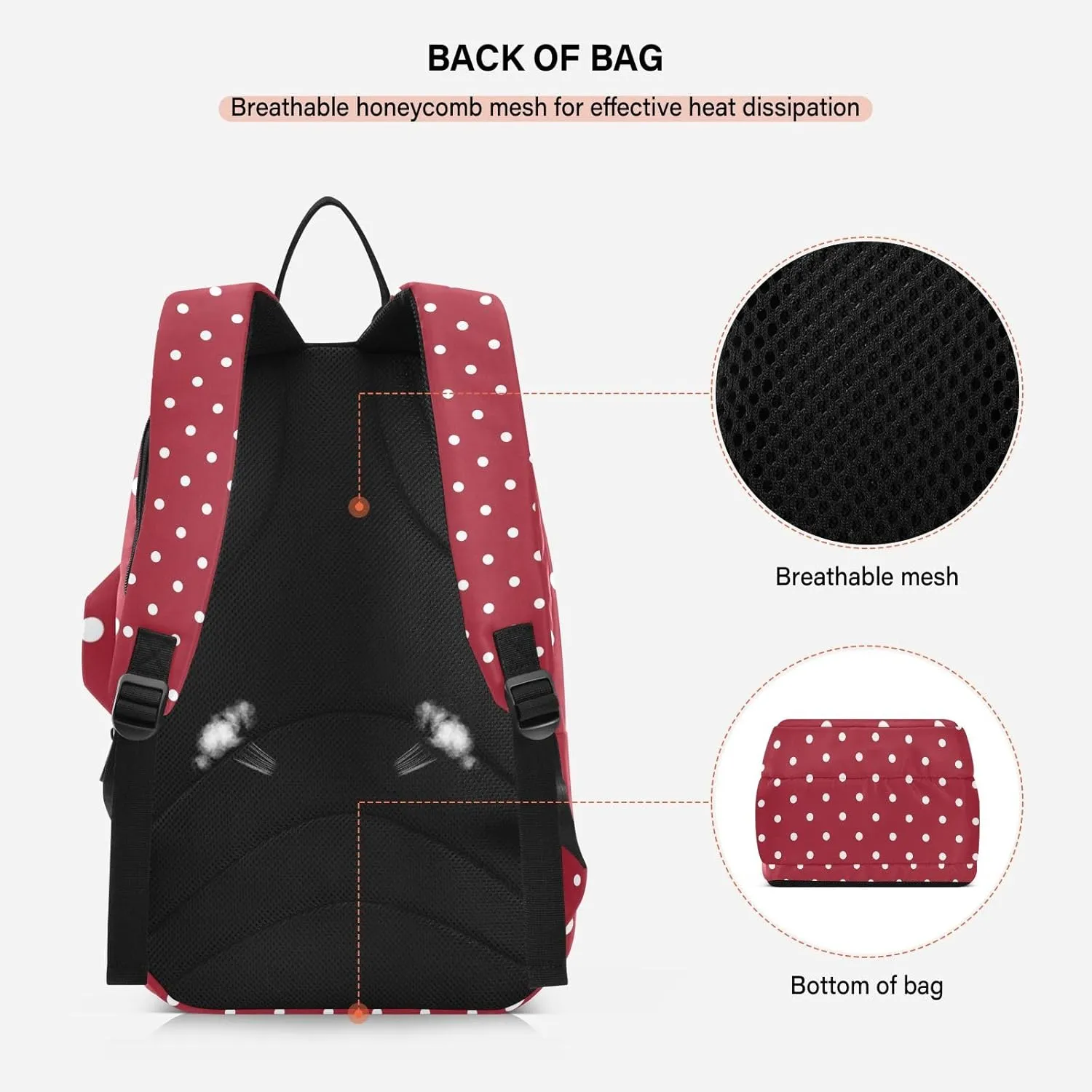 GAIGEO White Polka Dots Blue Pickleball Backpack, Large Capacity Pickleball Caddy, Various Storage Methods