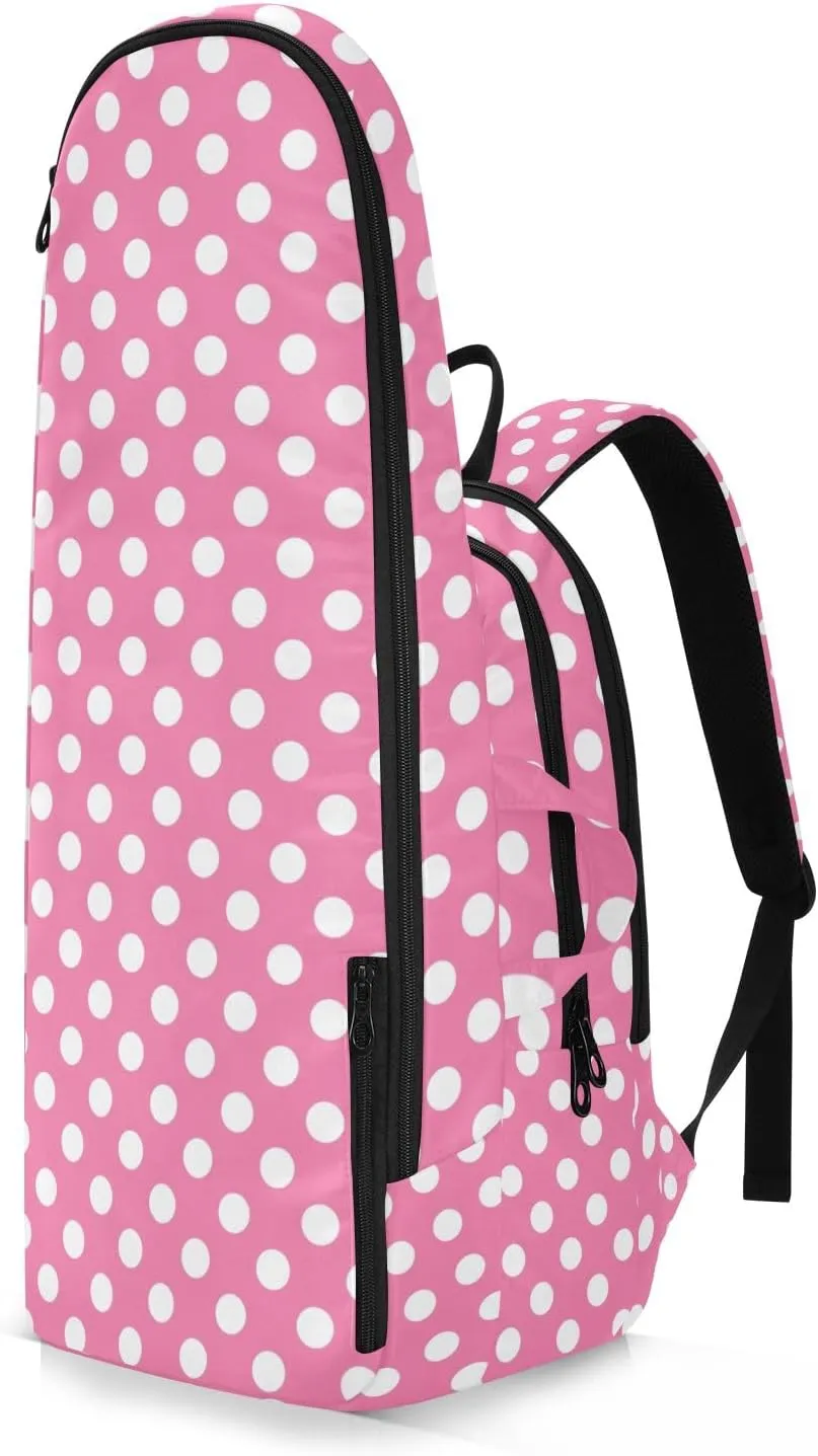 GAIGEO White Polka Dots Blue Pickleball Backpack, Large Capacity Pickleball Caddy, Various Storage Methods