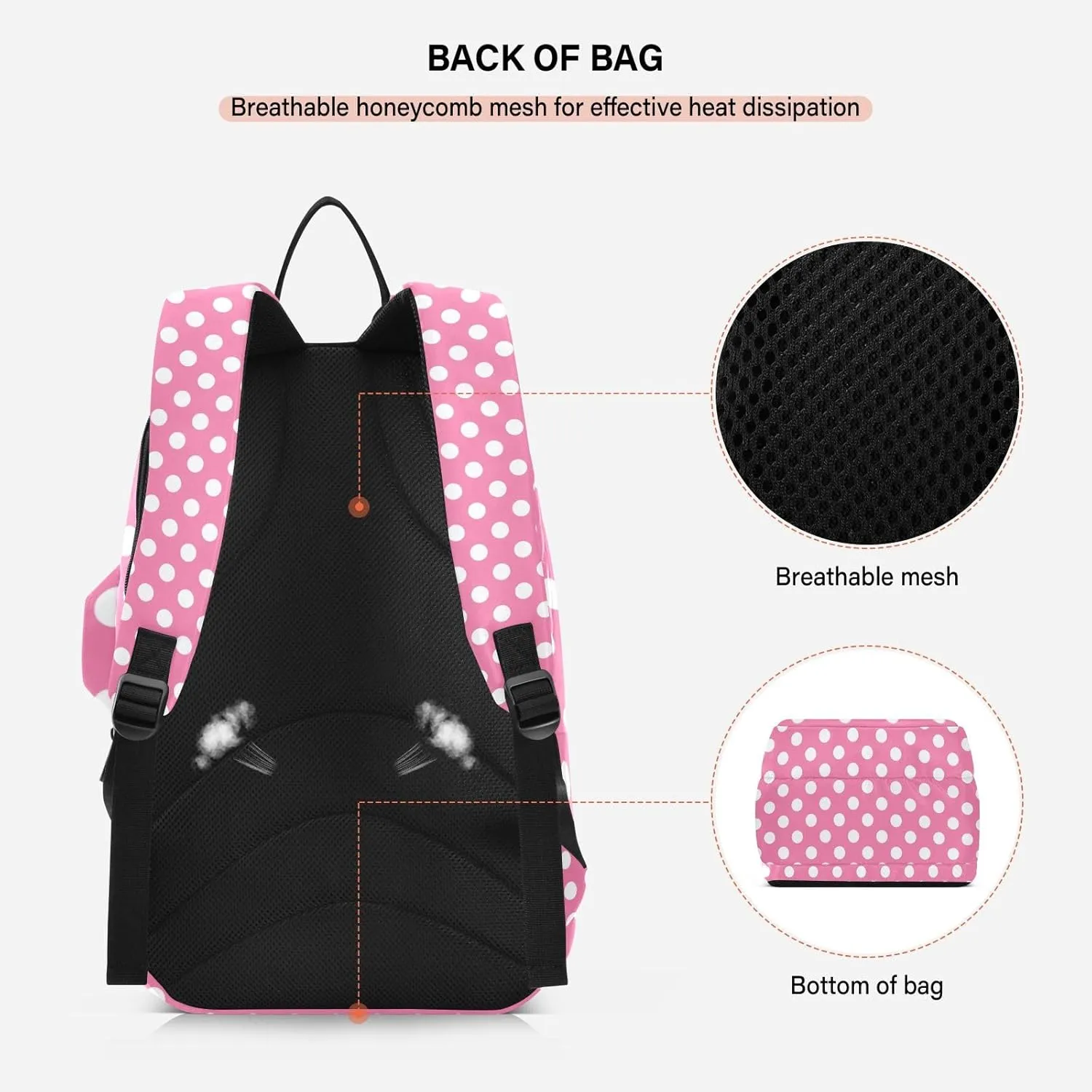 GAIGEO White Polka Dots Blue Pickleball Backpack, Large Capacity Pickleball Caddy, Various Storage Methods