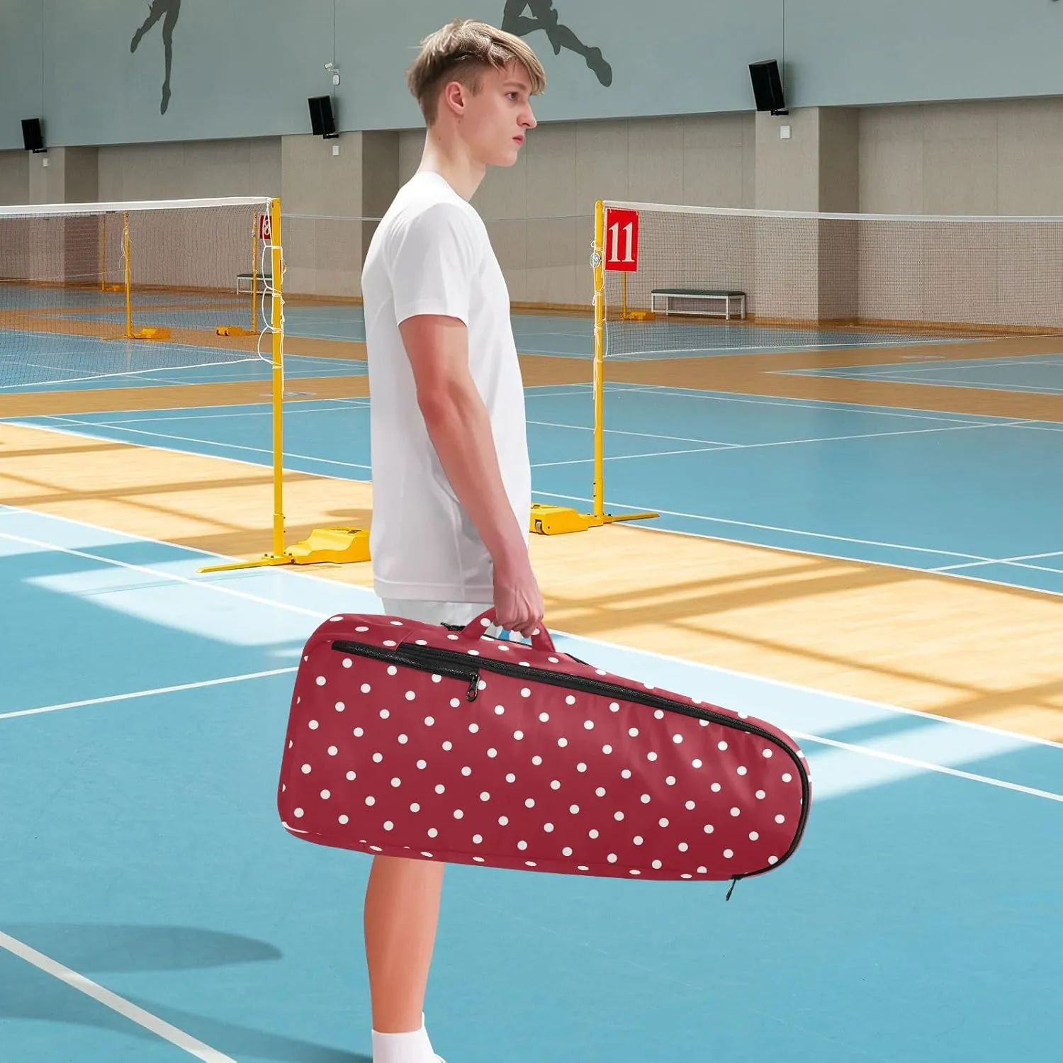 GAIGEO White Polka Dots Blue Pickleball Backpack, Large Capacity Pickleball Caddy, Various Storage Methods