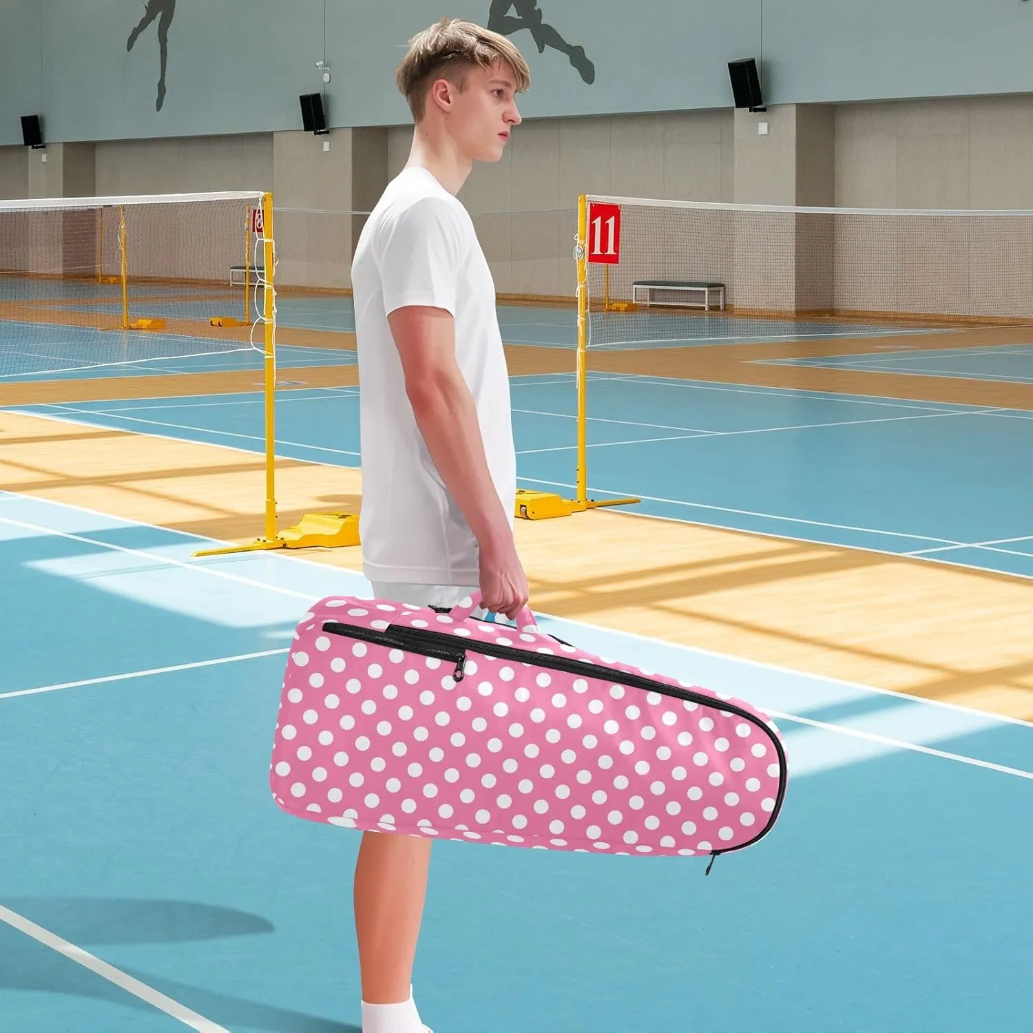 GAIGEO White Polka Dots Blue Pickleball Backpack, Large Capacity Pickleball Caddy, Various Storage Methods