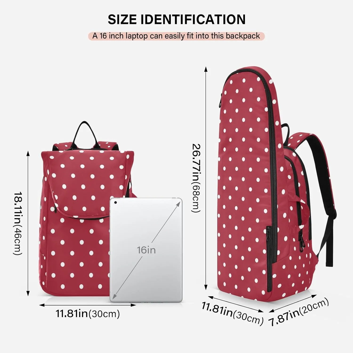 GAIGEO White Polka Dots Blue Pickleball Backpack, Large Capacity Pickleball Caddy, Various Storage Methods