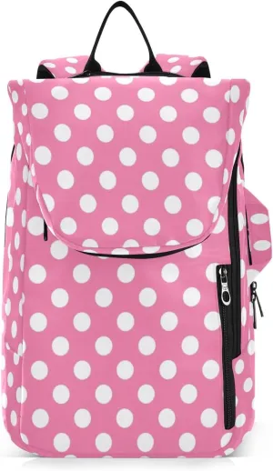 GAIGEO White Polka Dots Blue Pickleball Backpack, Large Capacity Pickleball Caddy, Various Storage Methods