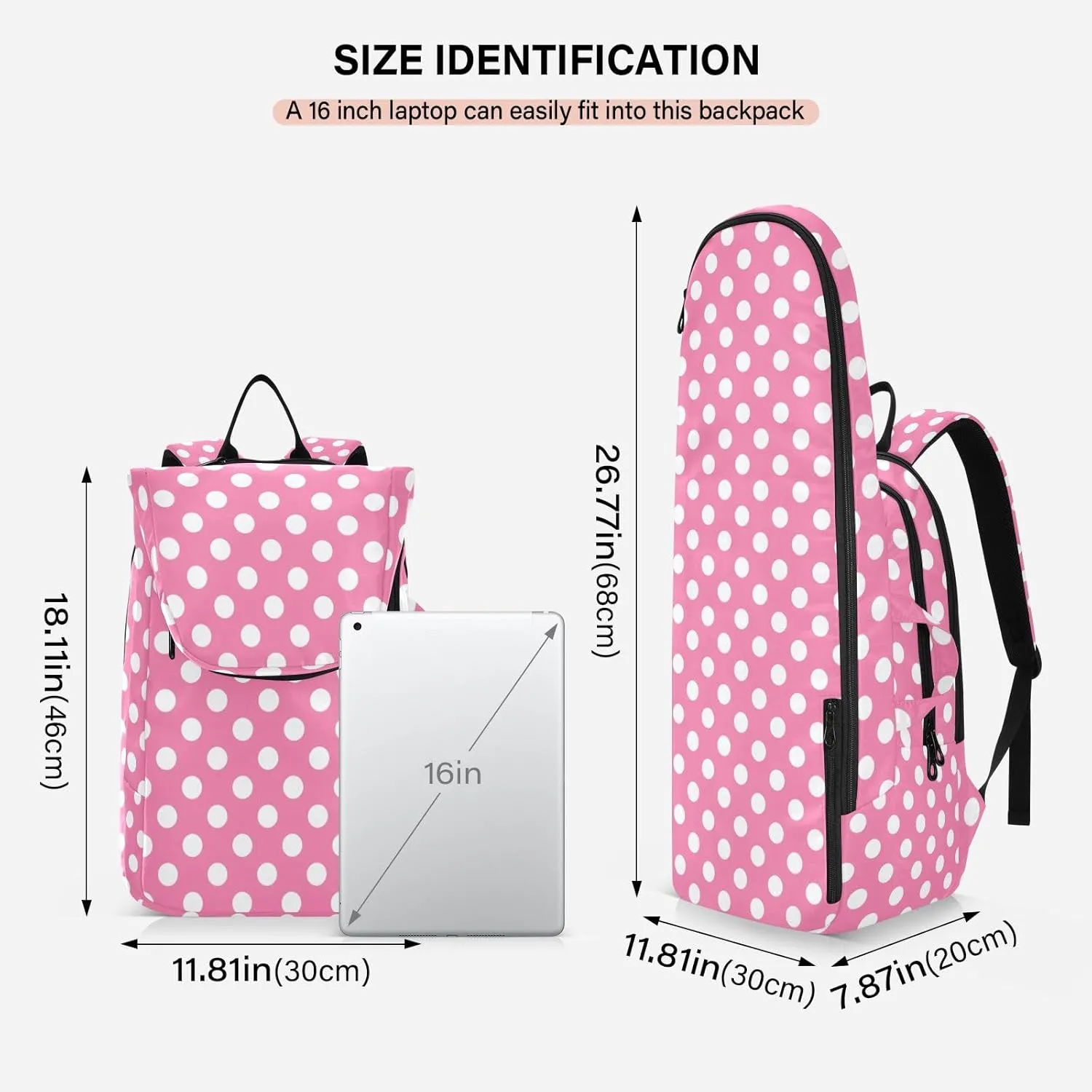 GAIGEO White Polka Dots Blue Pickleball Backpack, Large Capacity Pickleball Caddy, Various Storage Methods