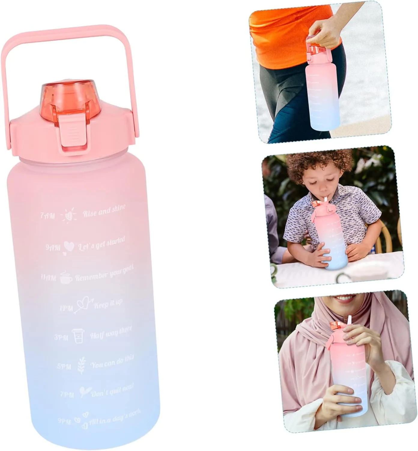 GANAZONO Space Cup Travel Kettle Sports Water Bottle Bike Water Bottle Travel Water Bottle Plastic Pitcher Camping Kettle Plastic Water Bottles Water Glasses Gradient Silicone Straw